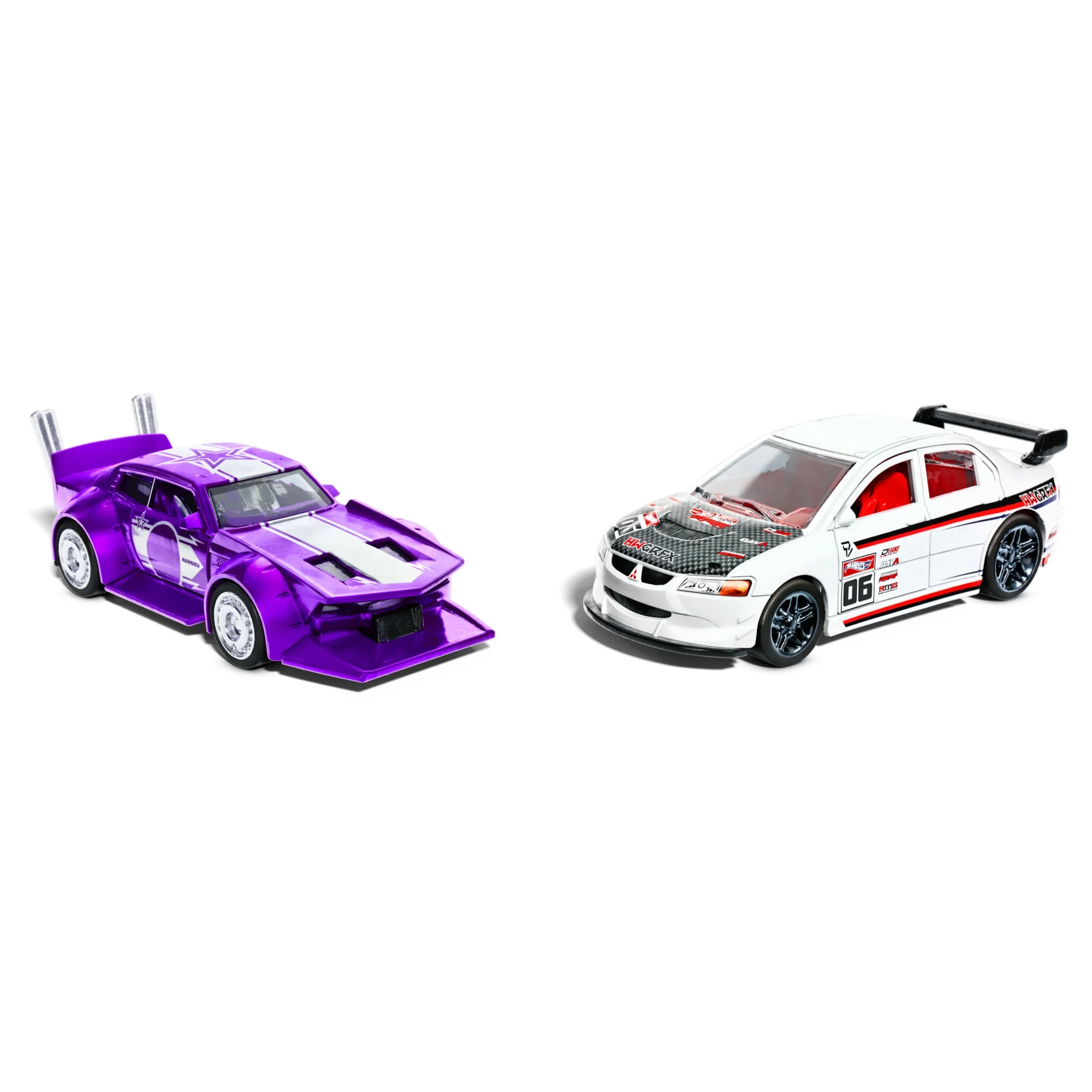 Hot Wheels Pull-Back Speeders 2 Toy Cars in 1:43 Scale, Pull Cars Backward & Release To Race