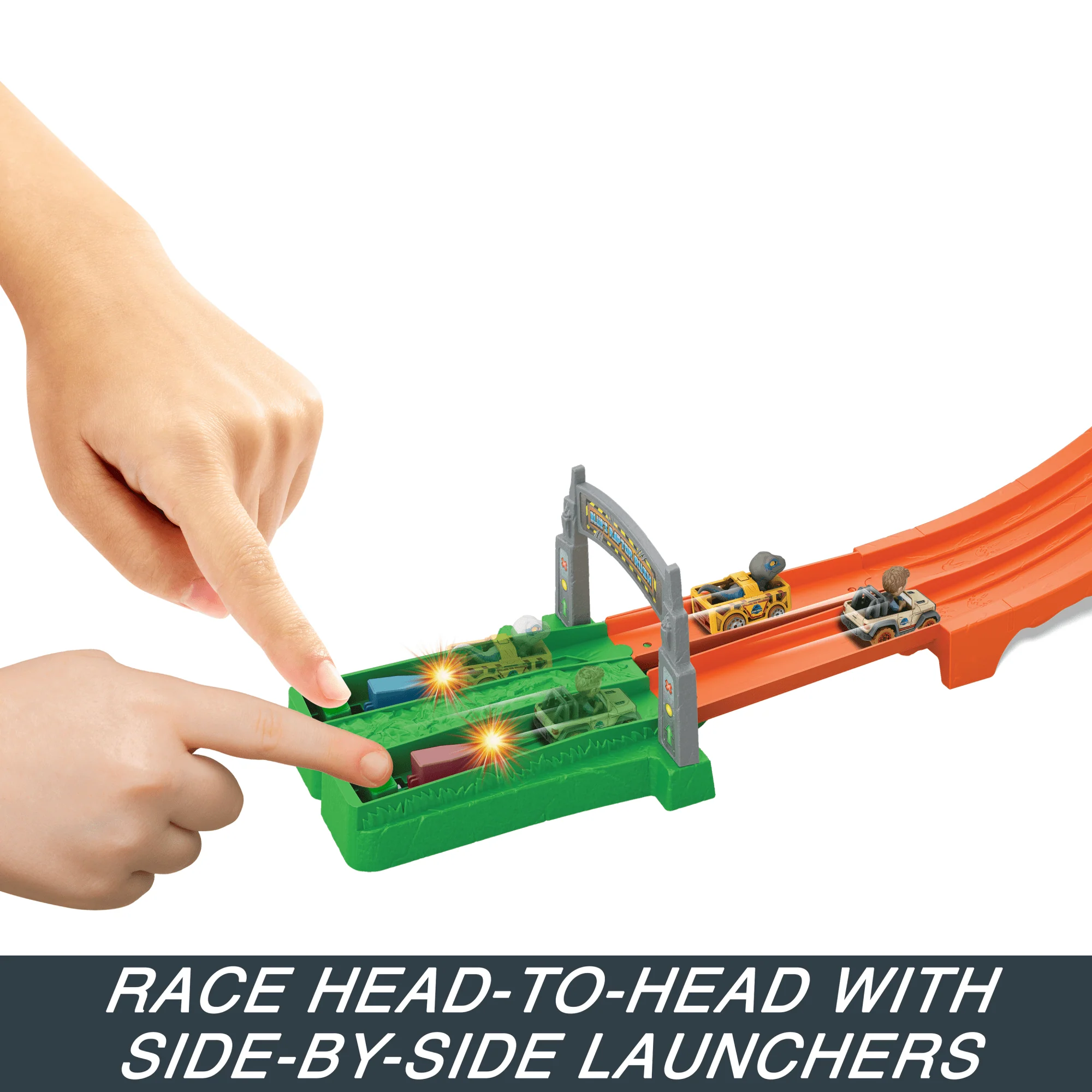 Hot Wheels Racerverse Jurassic World Blue’s Raptor Rush Track Set With 2 Toy Die-Cast Vehicles - Image 3