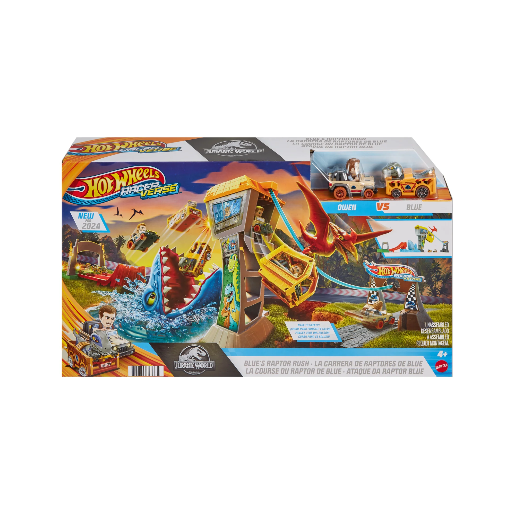 Hot Wheels Racerverse Jurassic World Blue’s Raptor Rush Track Set With 2 Toy Die-Cast Vehicles - Image 6