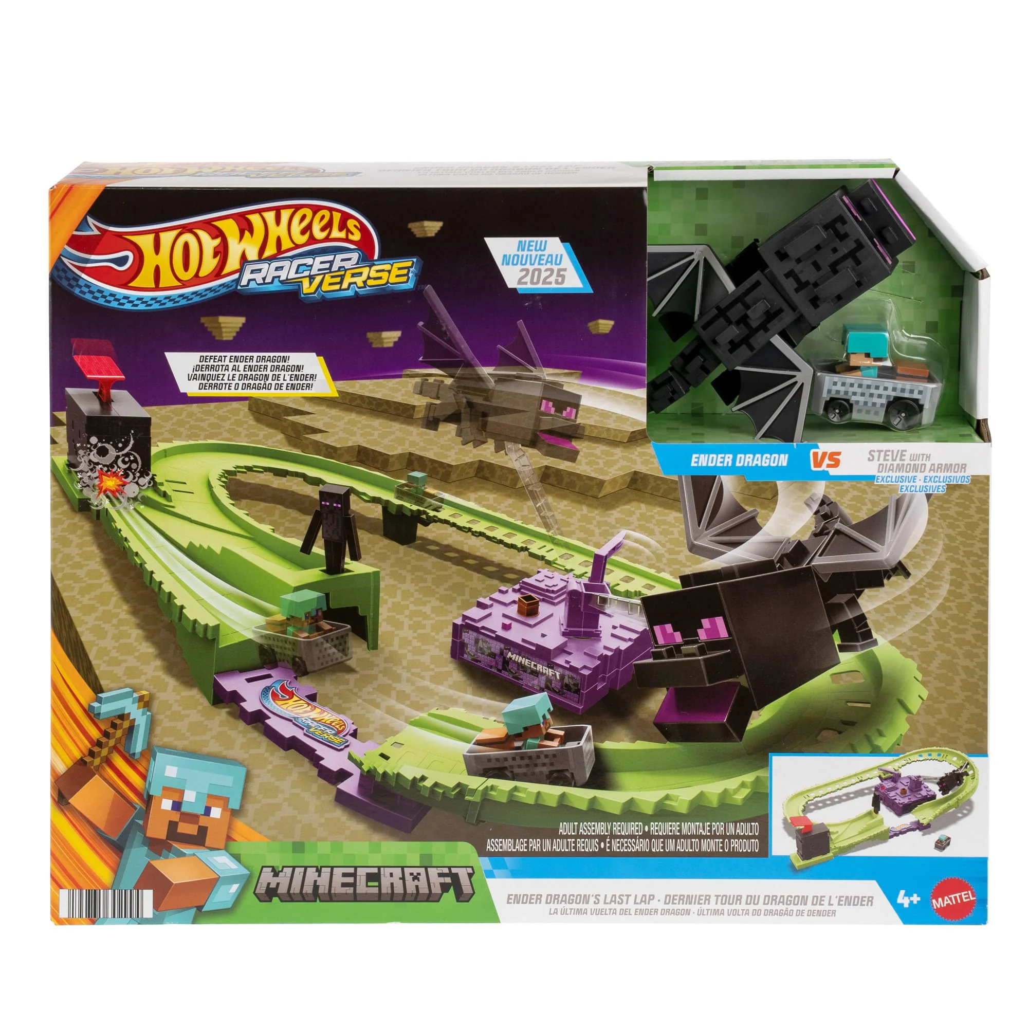 Hot Wheels Racerverse Minecraft Track Set & Die-Cast Diamond Armor Steve [Walmart Exclusive] - Image 6