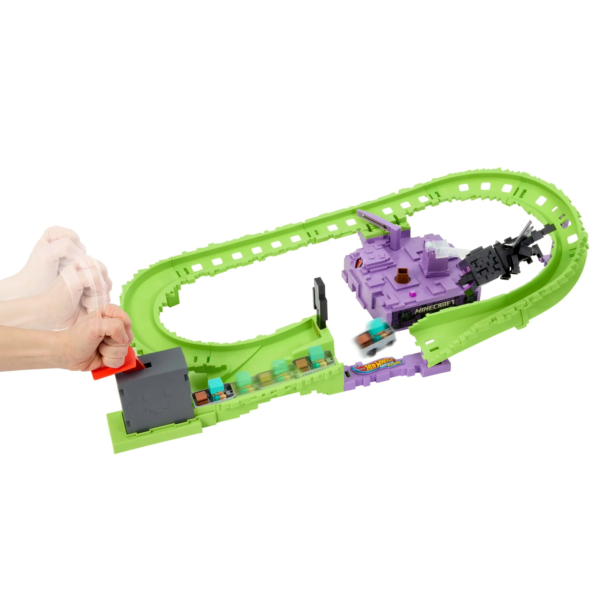 Hot Wheels Racerverse Minecraft Track Set & Die-Cast Diamond Armor Steve [Walmart Exclusive] - Image 2
