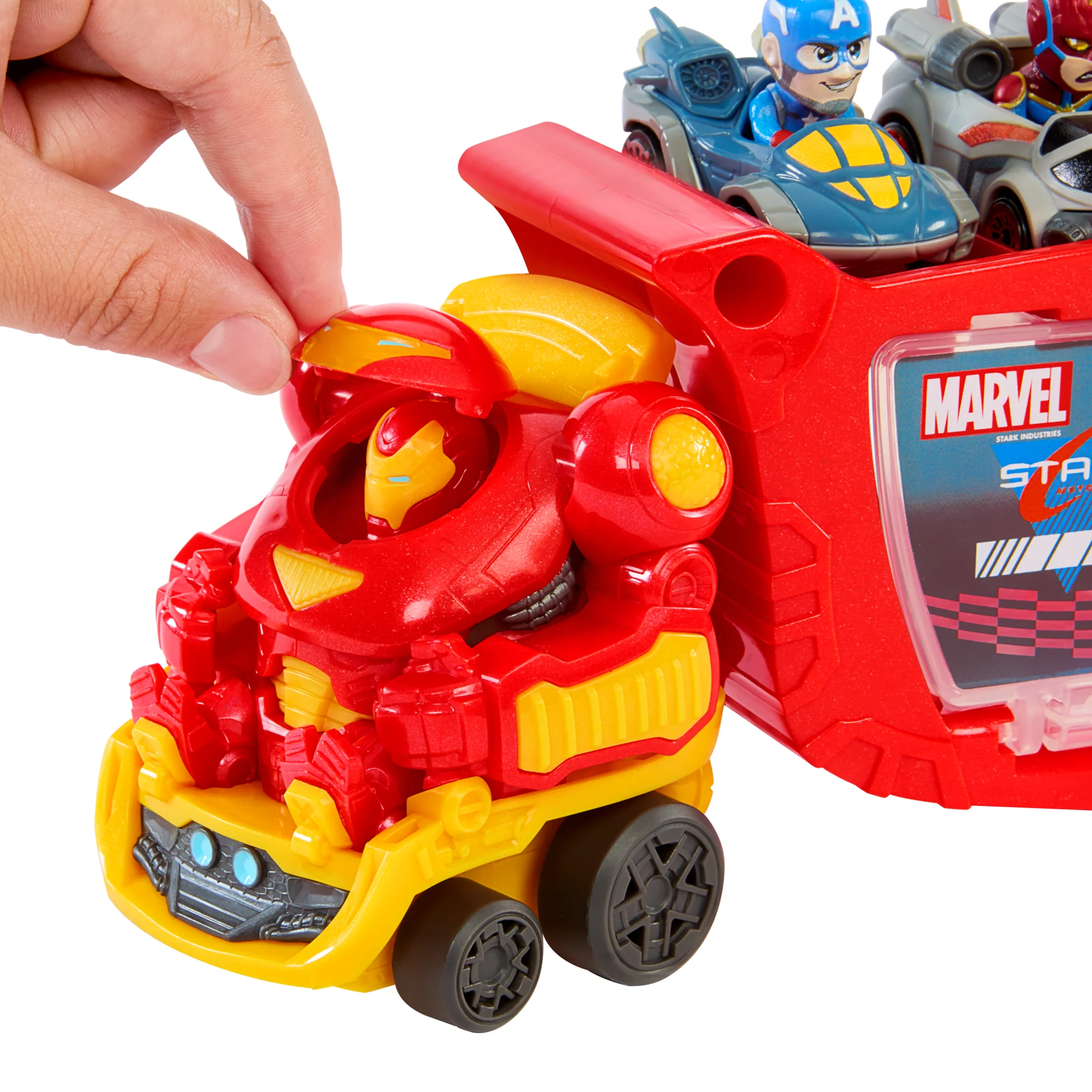 Hot Wheels Racerverse Marvel Hulkbuster Hauler, Stores Up To 10 Toy Cars, Detachable Cab With Flip-Up Helmet & Non-Removable Figure - Image 5