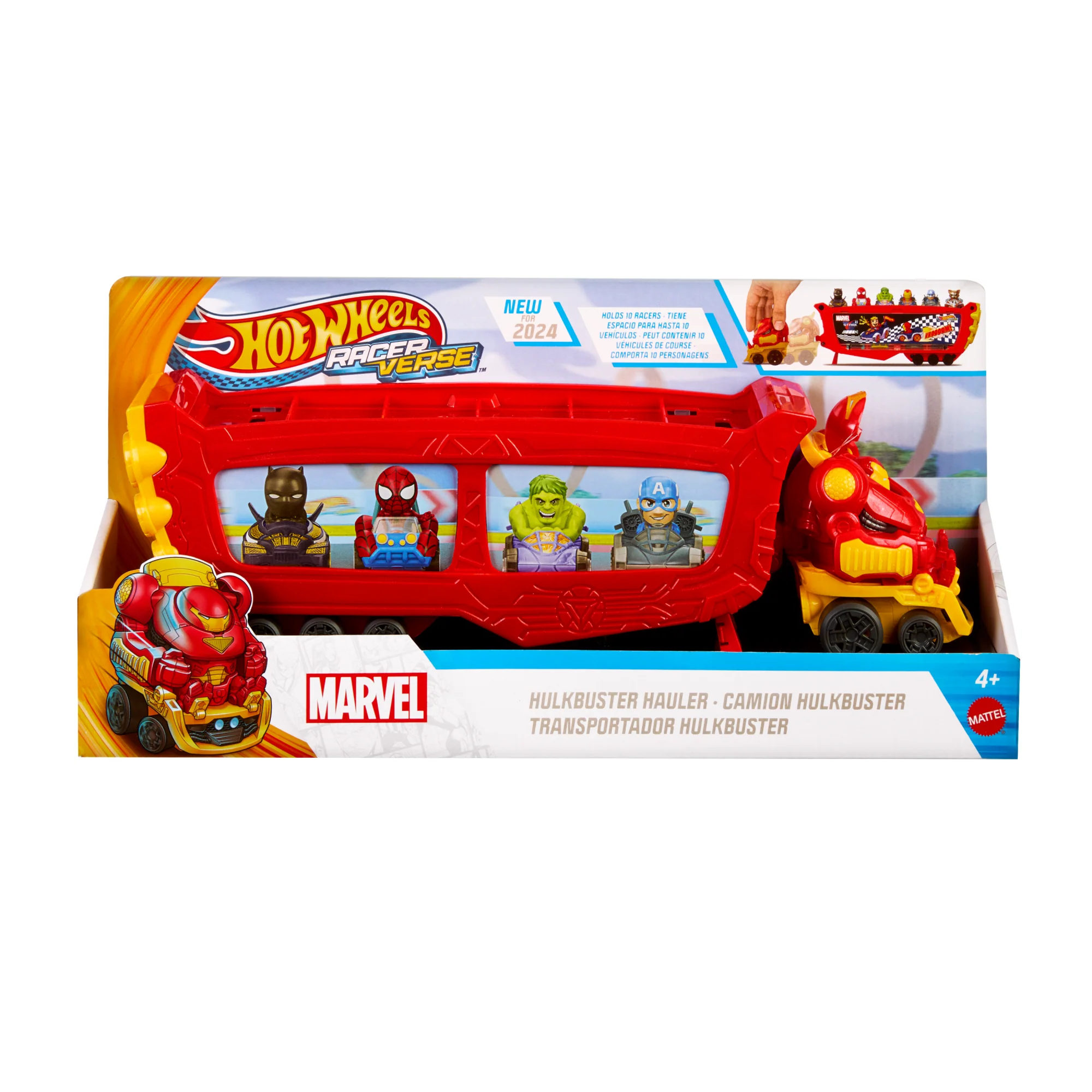 Hot Wheels Racerverse Marvel Hulkbuster Hauler, Stores Up To 10 Toy Cars, Detachable Cab With Flip-Up Helmet & Non-Removable Figure - Image 6