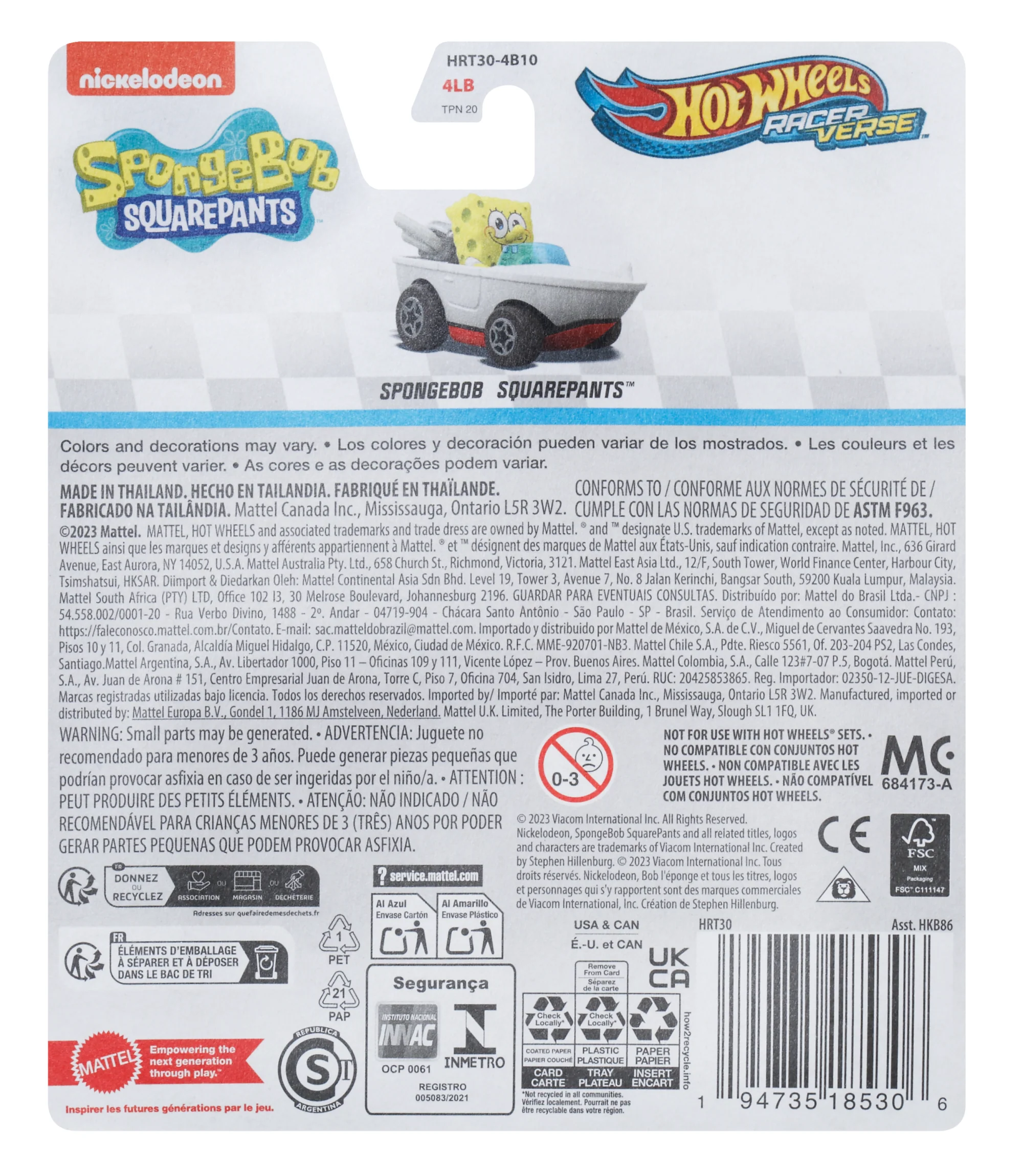 Hot Wheels RacerVerse Vehículo de Juguete Bob Esponja - Image 6