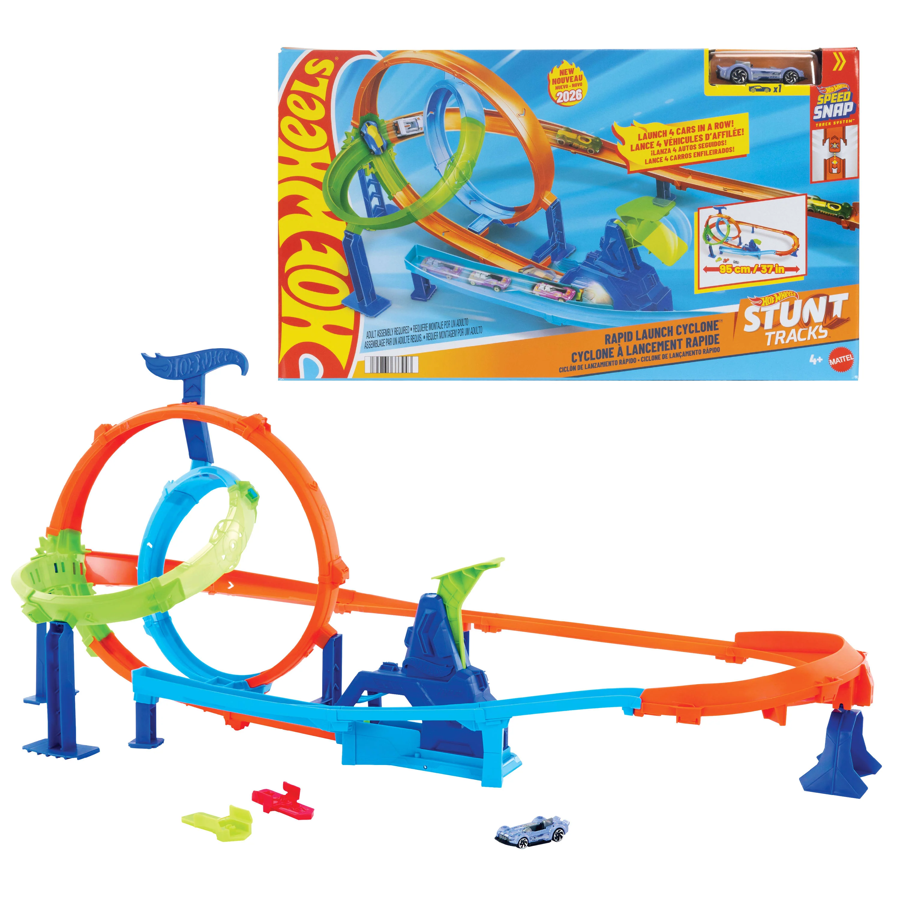 Hot Wheels Stunt Pista de Juguete acrobacias lanza y choca