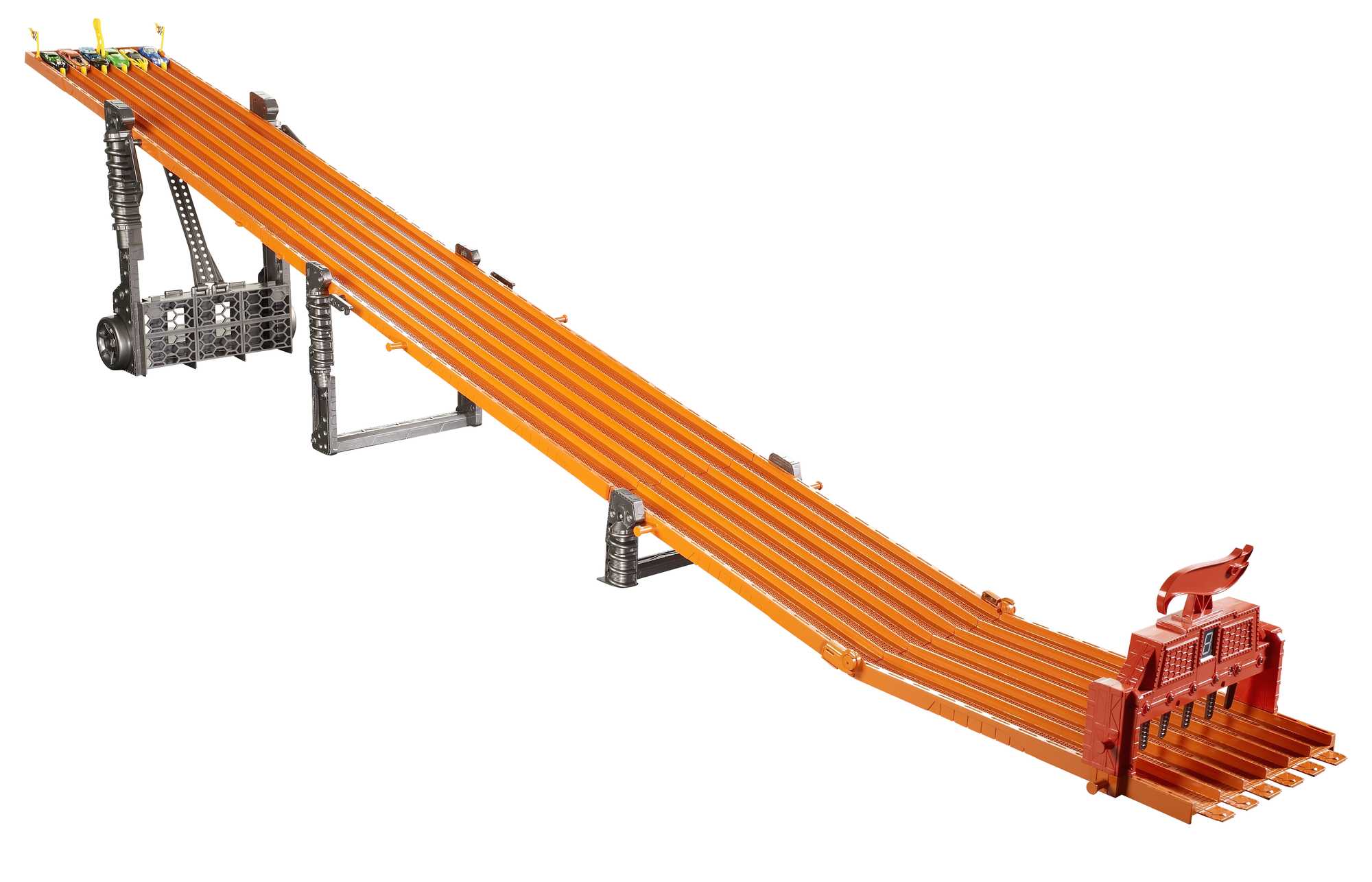 Hot Wheels Super 6-Lane Raceway, 8-Ft Track With 6 Toy Cars in 1:64 Scale - Image 6