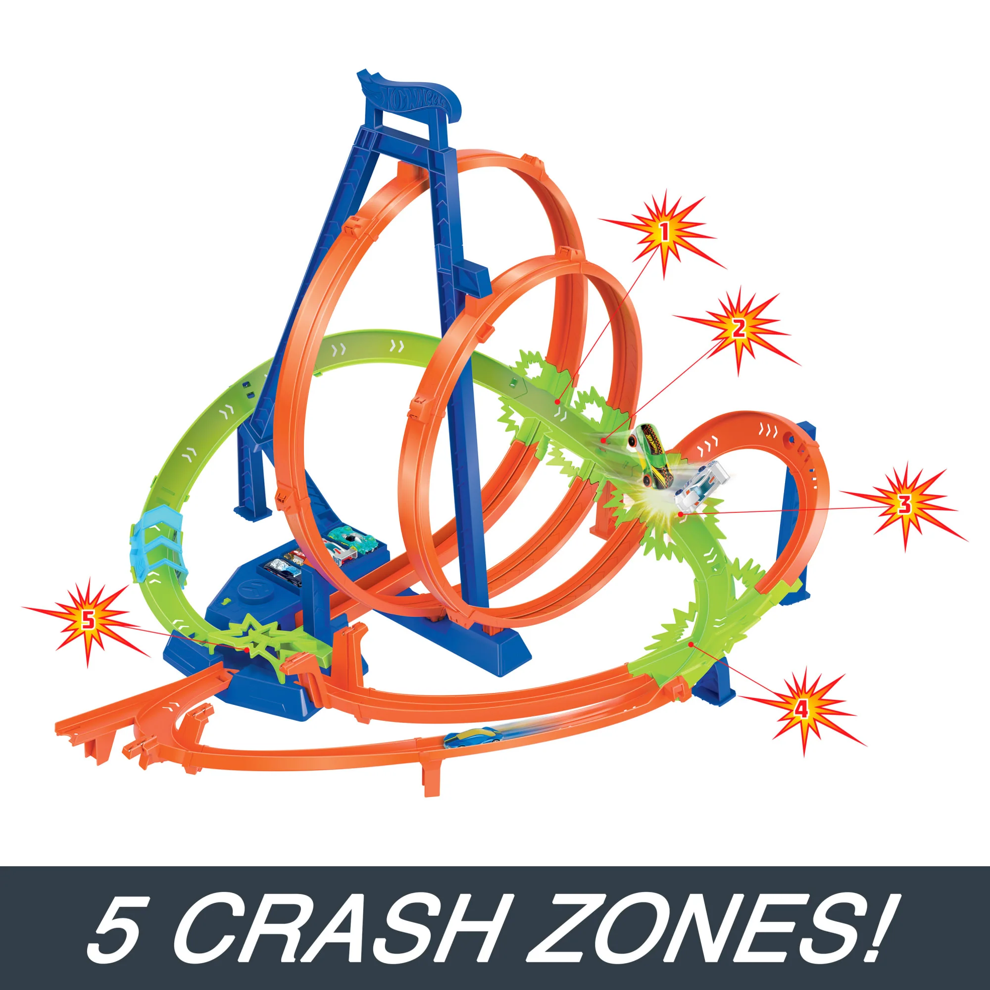 Hot Wheels Track Set With 5 Crash Zones, Motorized Booster And 1 Hot Wheels Car - Image 4