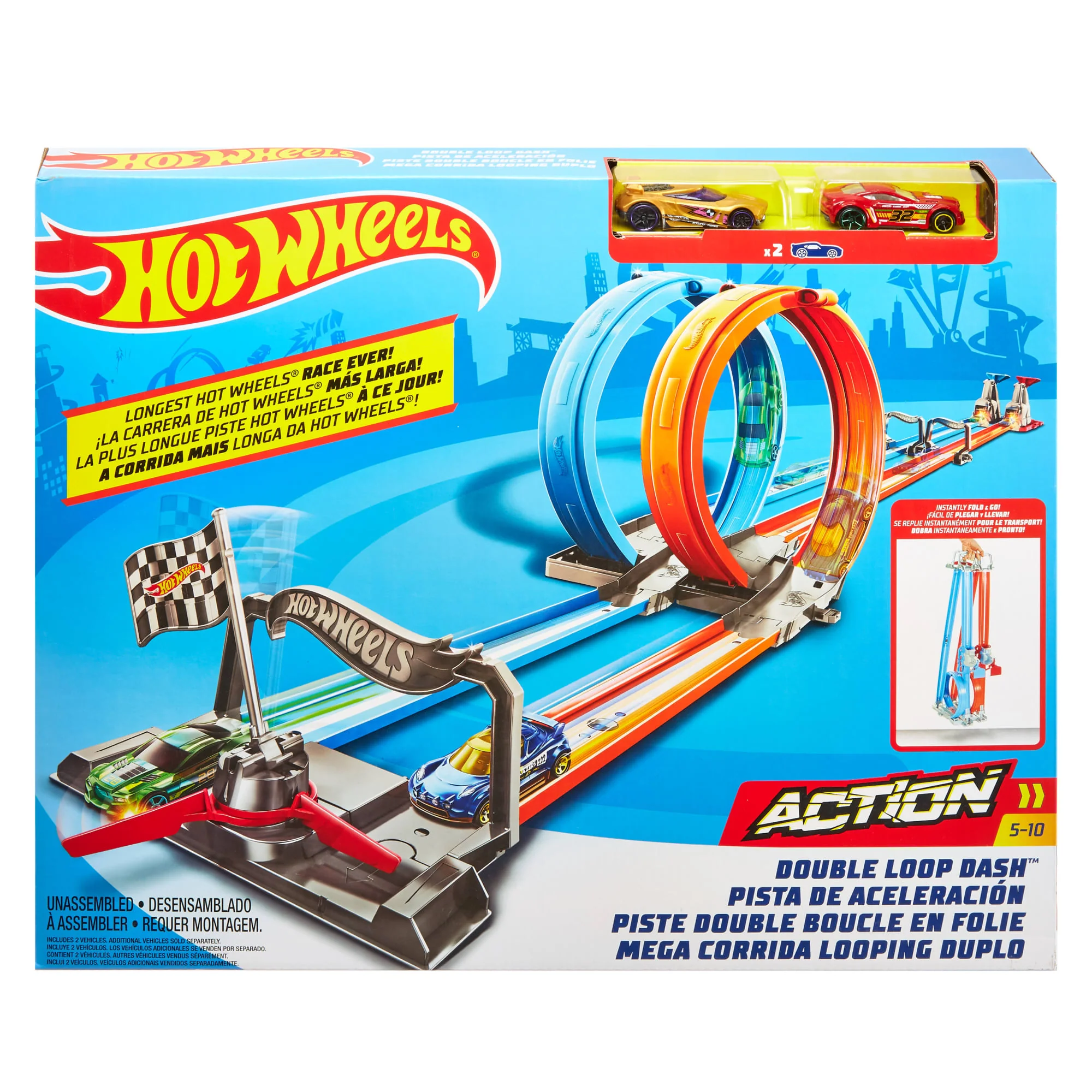 Piste Double Boucle en Folie Hot Wheels et 2Véhicules à L’Échelle 1:64, 5 à 10Ans - Image 6