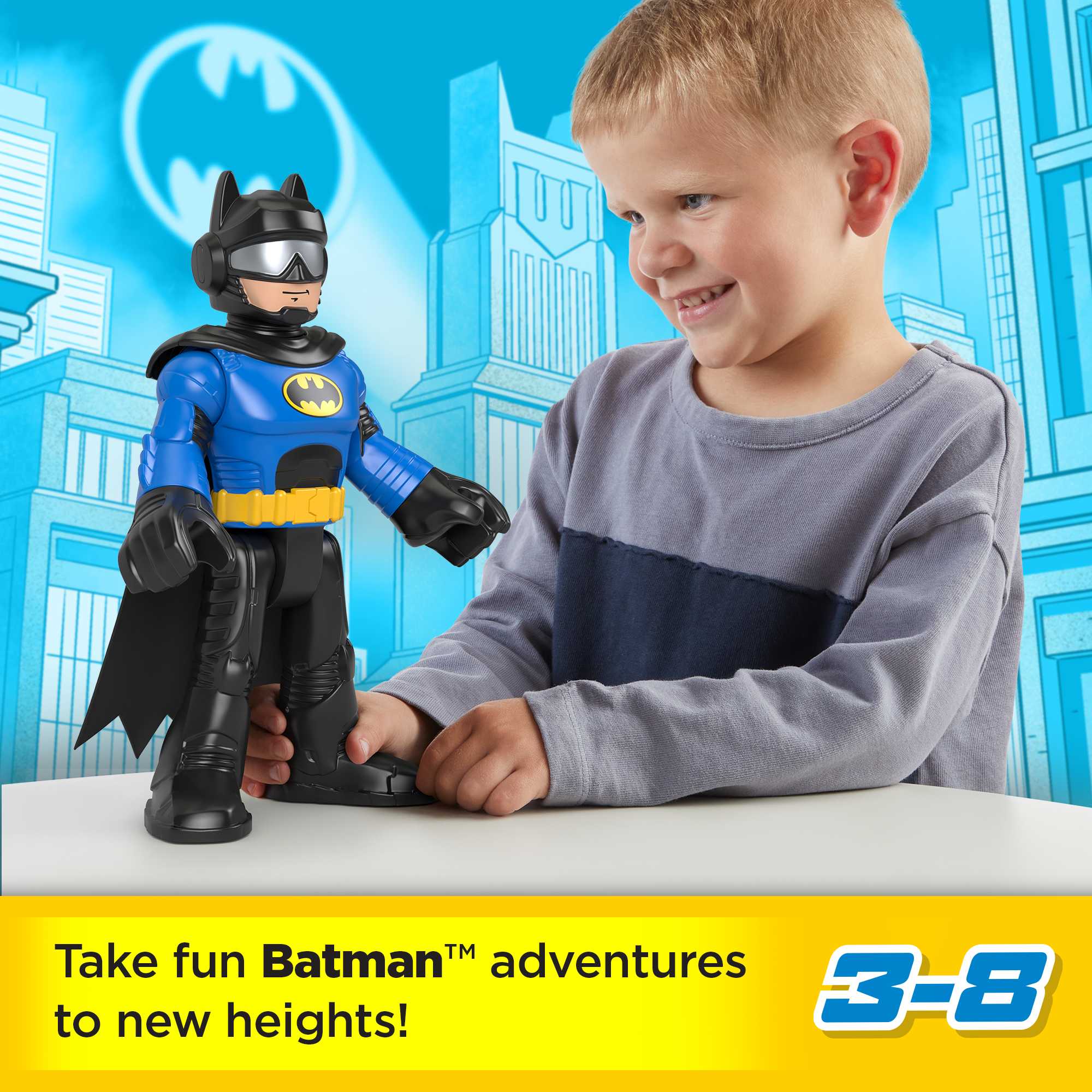Imaginext DC Super Friends Batman Figure, 10-inch Poseable Preschool Toy, Biker Blue - Image 2