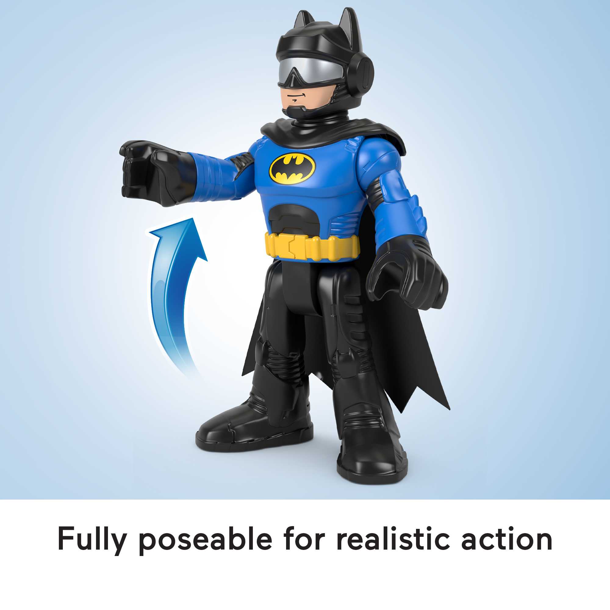 Imaginext DC Super Friends Batman Figure, 10-inch Poseable Preschool Toy, Biker Blue - Image 3