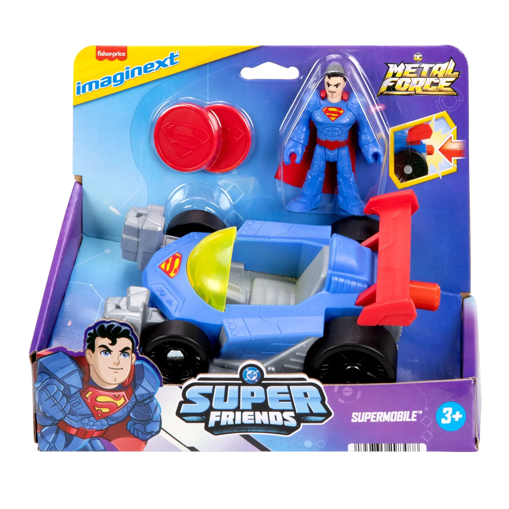 Fisher-Price Imaginext DC Super Friends Metal Force Supermobile Toy Car & Superman Action Figure Set - Image 6