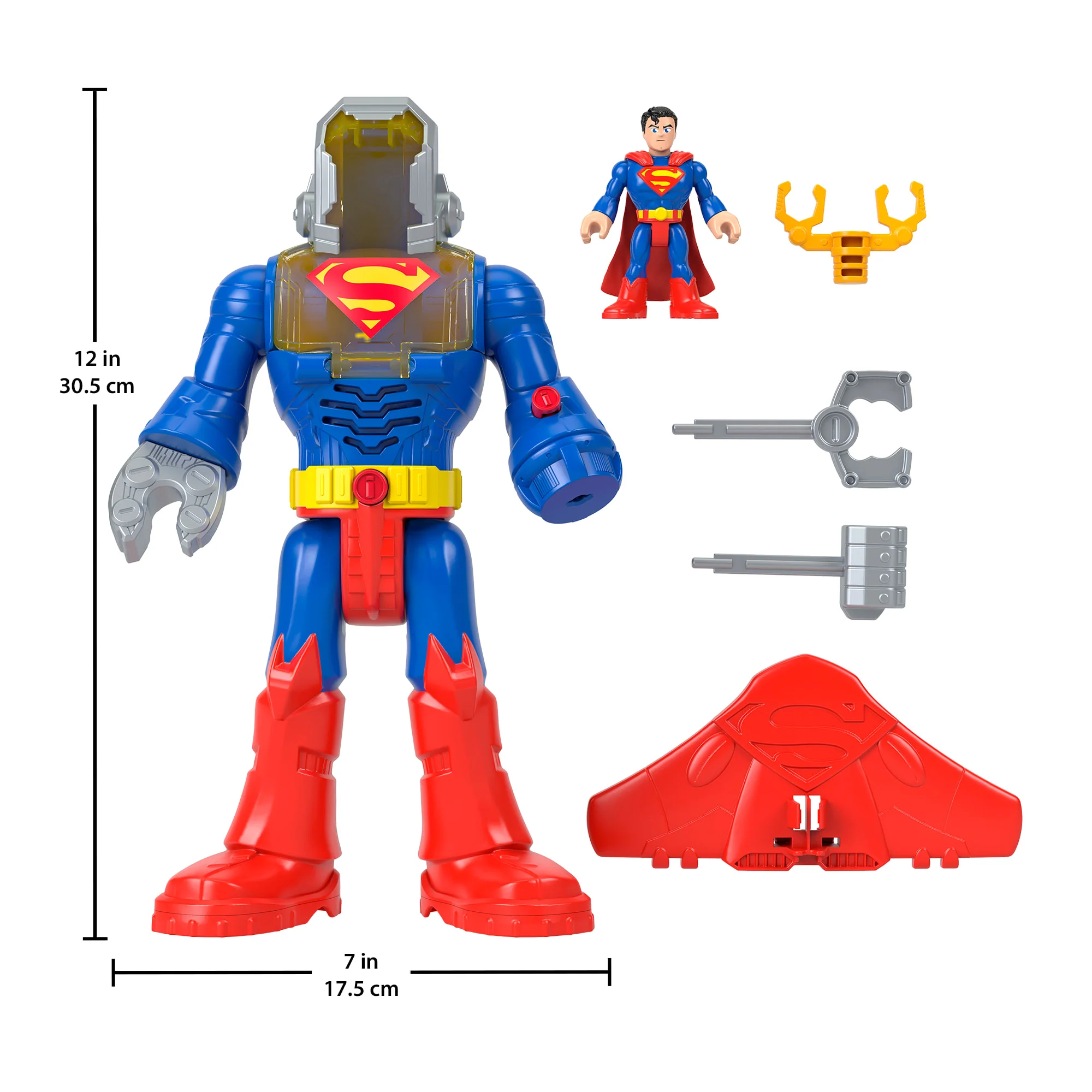 Imaginext DC Super Friends Superman insider & Exo Suit Robot With Lights & Sounds, 6 Pieces - Image 5