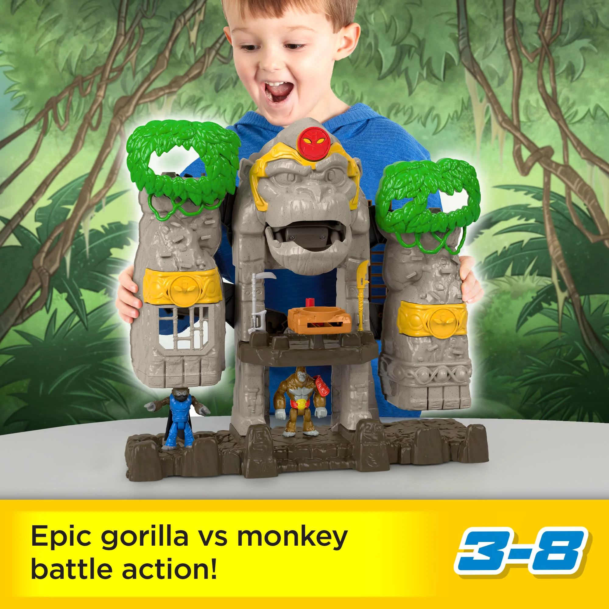 Imaginext Gorilla Fortress Playset With Toy Figures And Accessories, Preschool Toys - Image 2