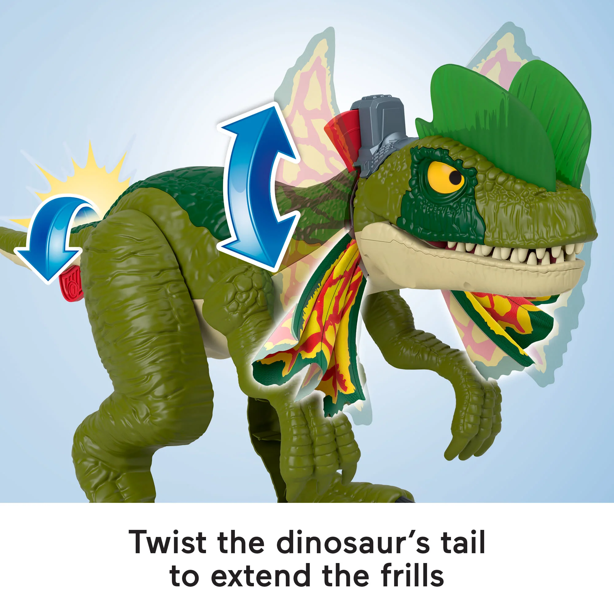 Imaginext Jurassic World thrash Attack Dilophosaurus Dinosaur Toy With Lights & Sounds For Kids - Image 3