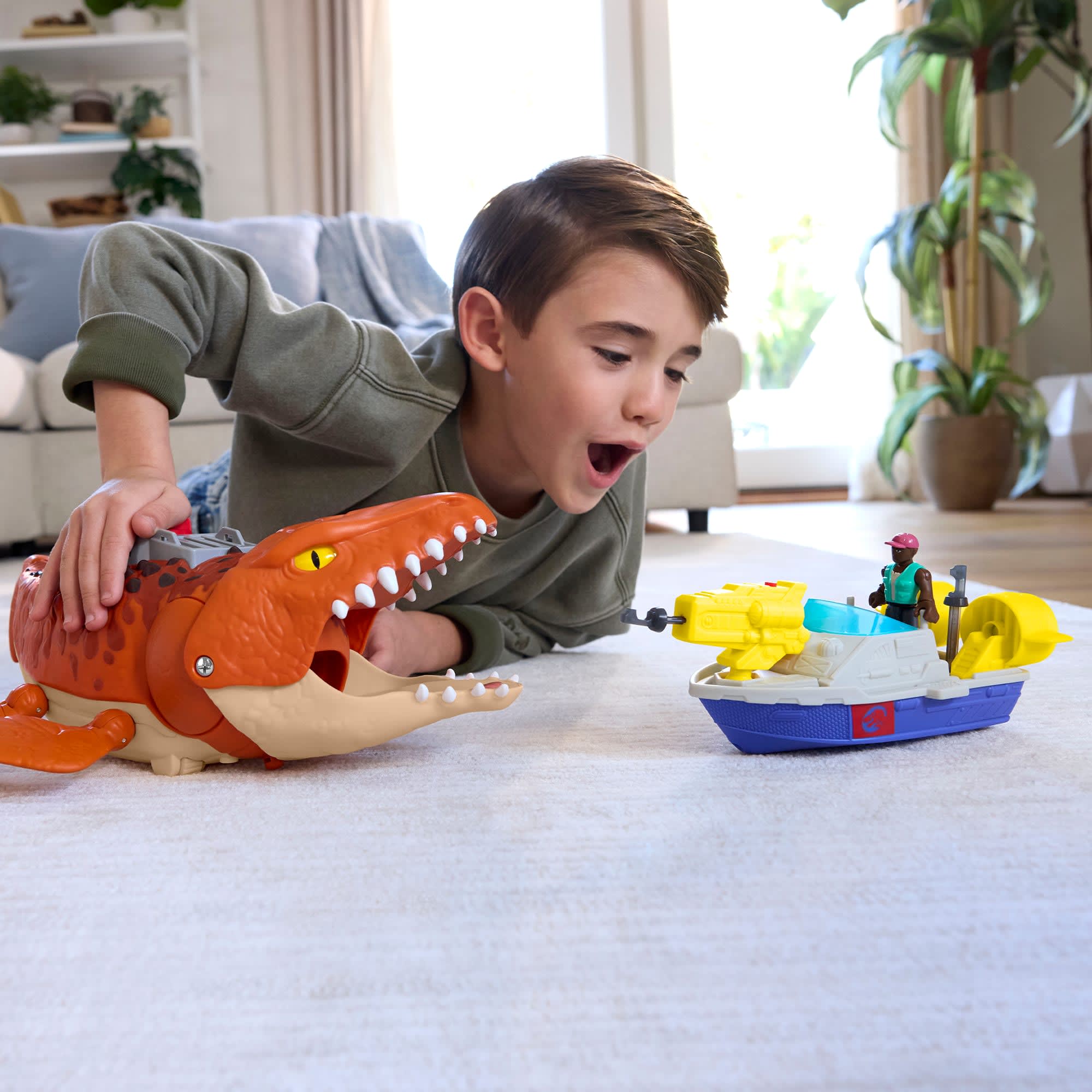 Imaginext Jurassic World Dinossauro de Brinquedo Rebirth Mosasaurus Caça e Morde - Image 2