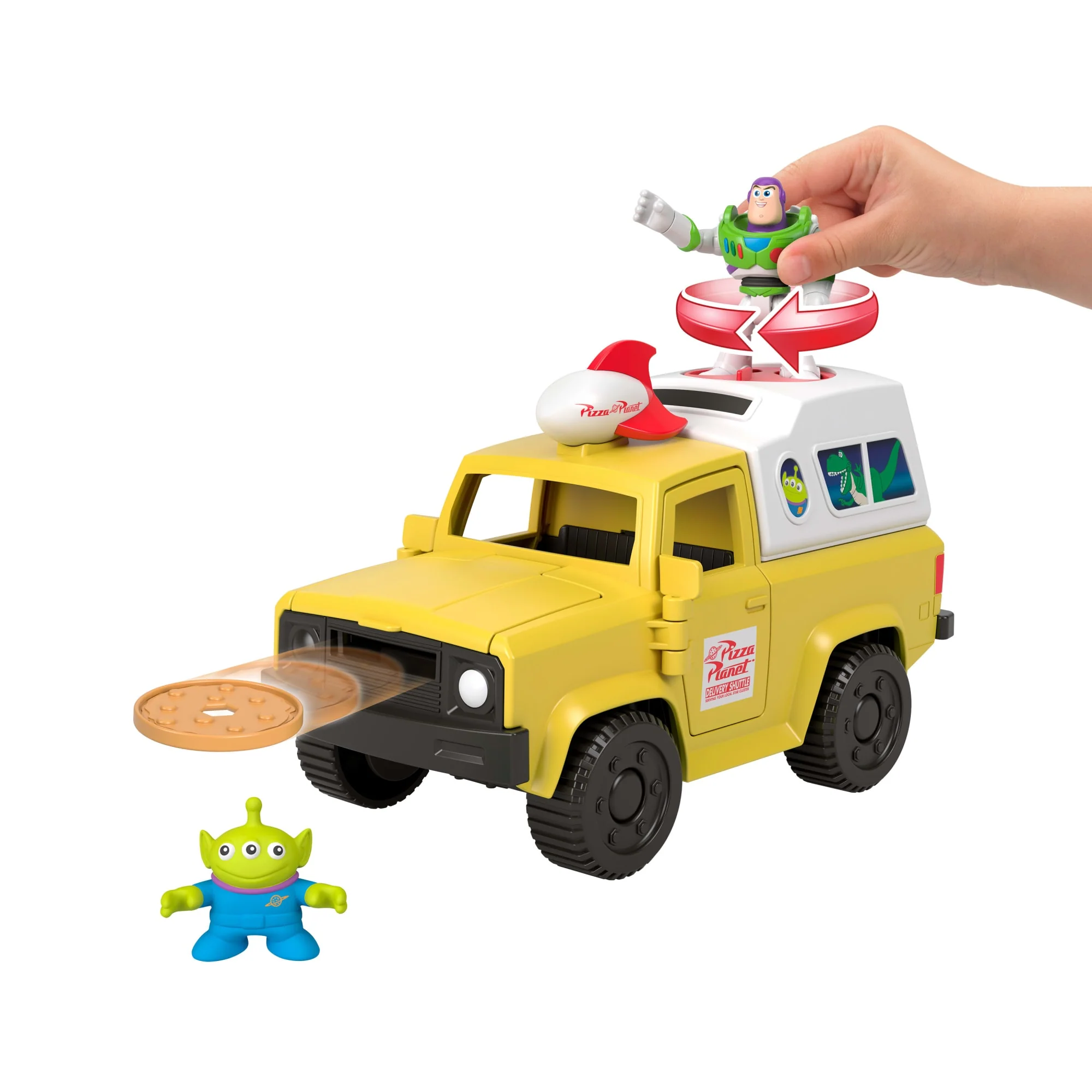 Imaginext Project Target Vehiculo de juguete Camioneta Pizza Planet con Buzz y Alien - Image 2