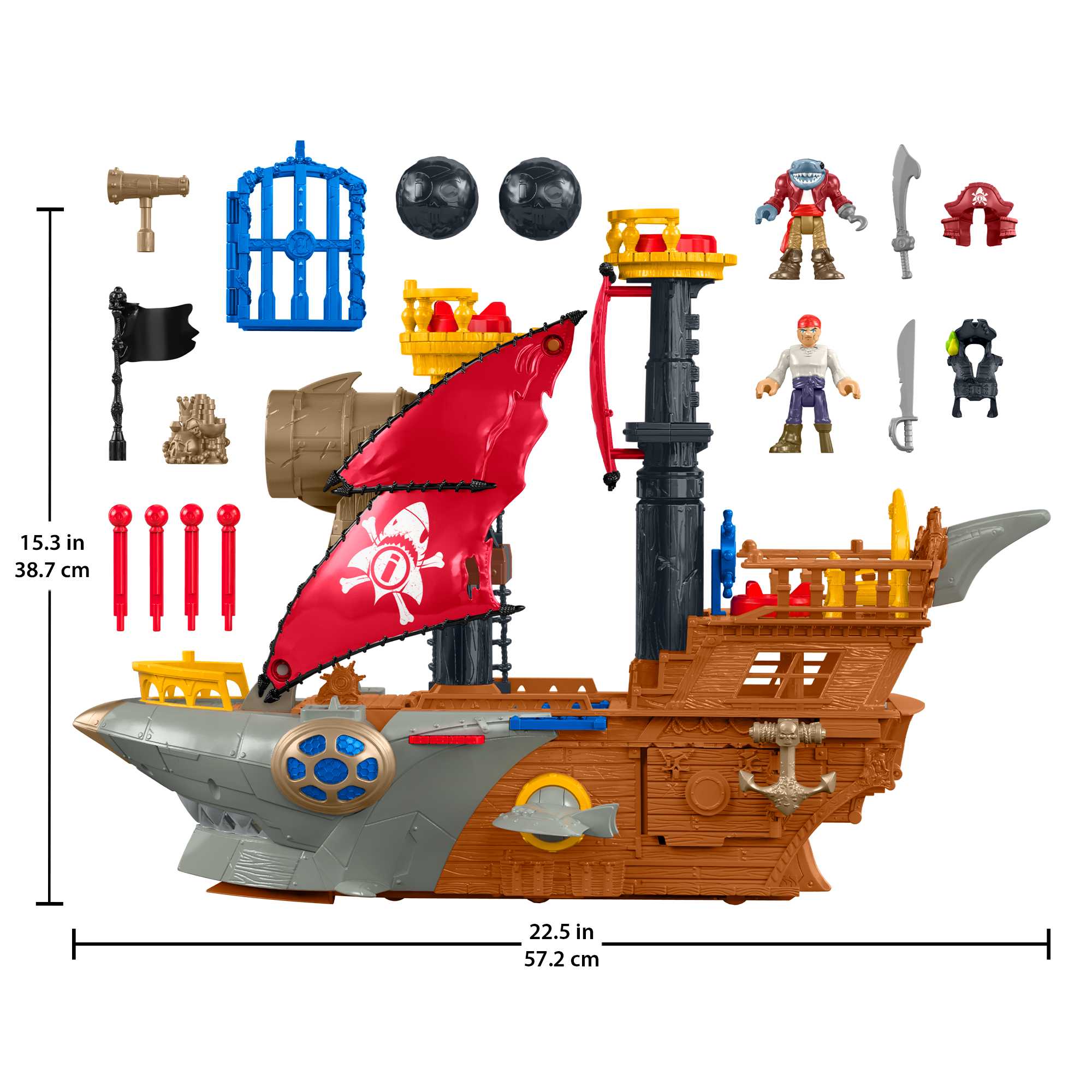 Imaginext Pirate Ship Playset With Shark Bite Action, 2 Pirate Figures, Preschool Toys, Child 3Y+ - Image 5