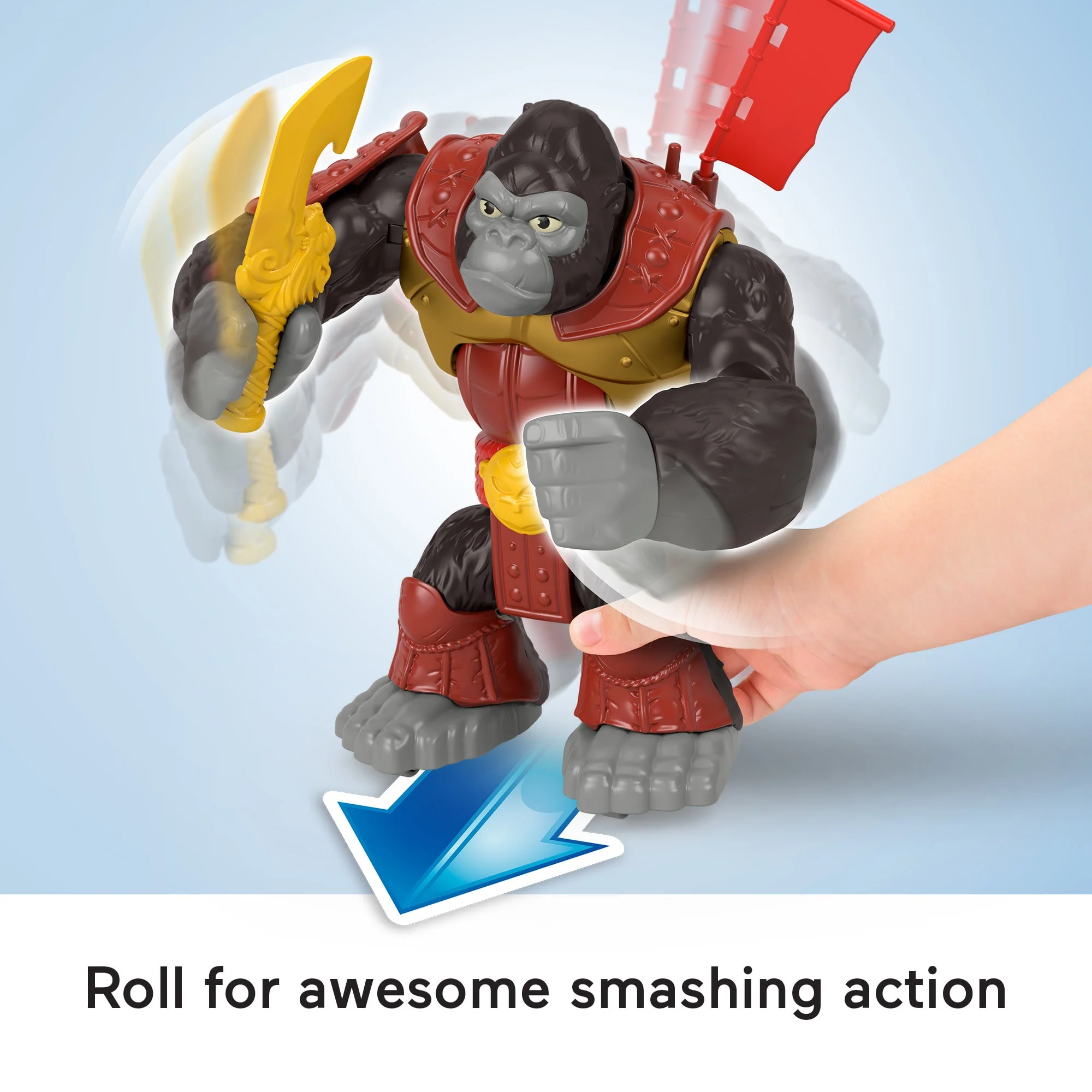Imaginext Silverback Gorilla Smash Punching Action Figure For Preschool Kids, 3 Pieces - Image 3
