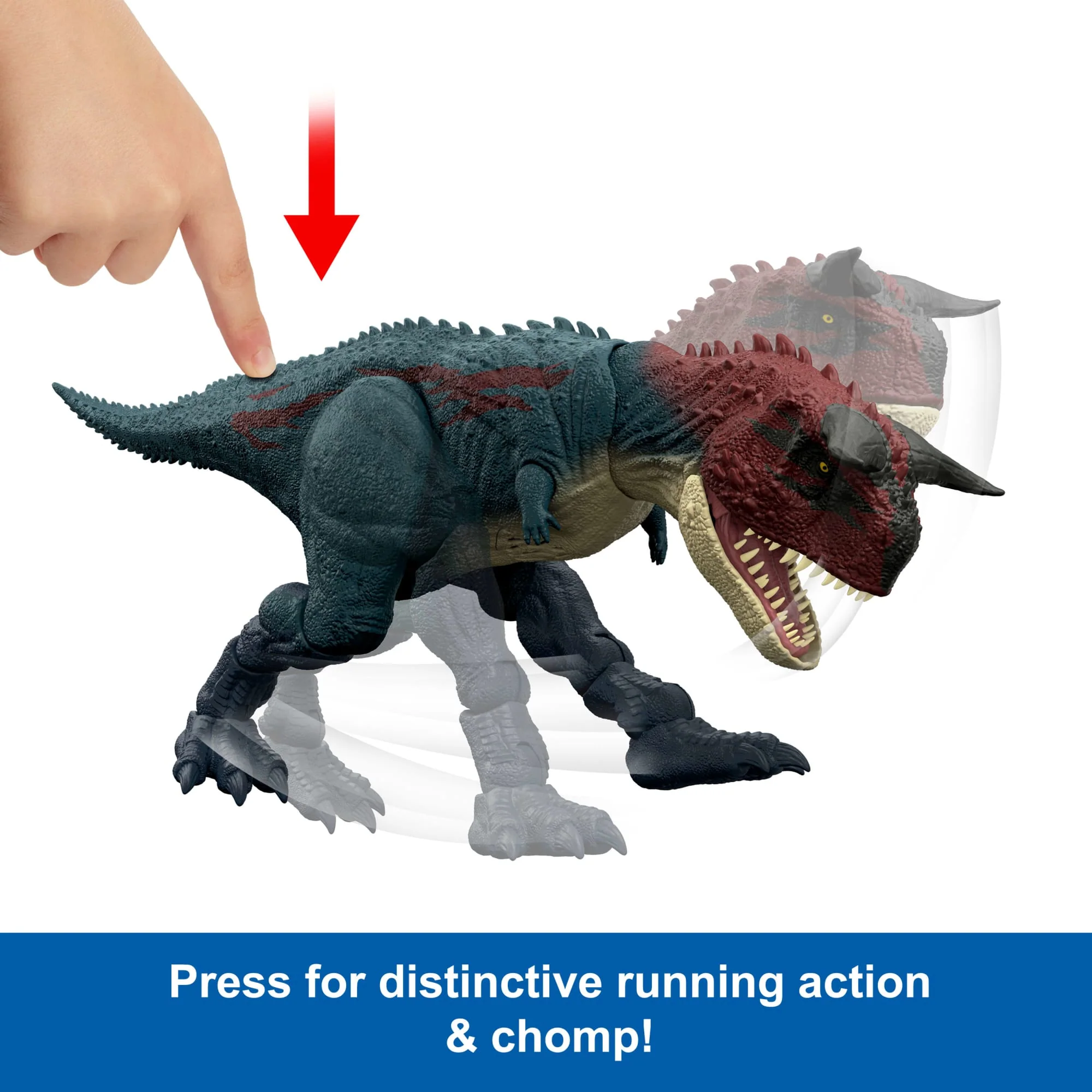 Jurassic World Charge N Chomp Carnotaurus Running Roaring Dinosaur Action Figure, Digital Play - Image 4