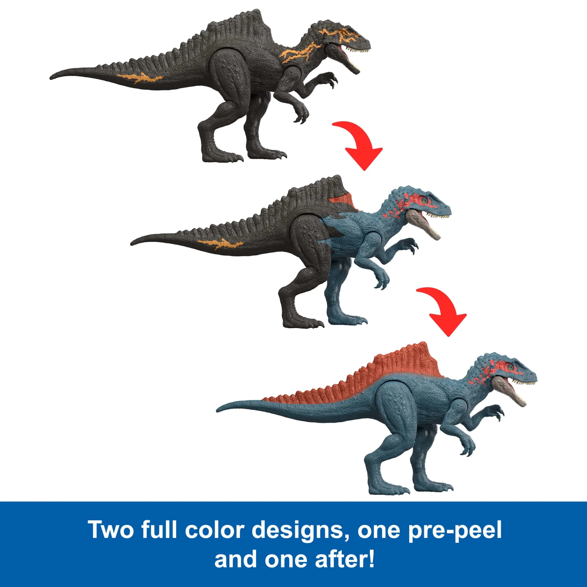 Jurassic World Dino Reveal Deluxe Concavenator Action Figure, Peel Off Color Change Toy - Image 3