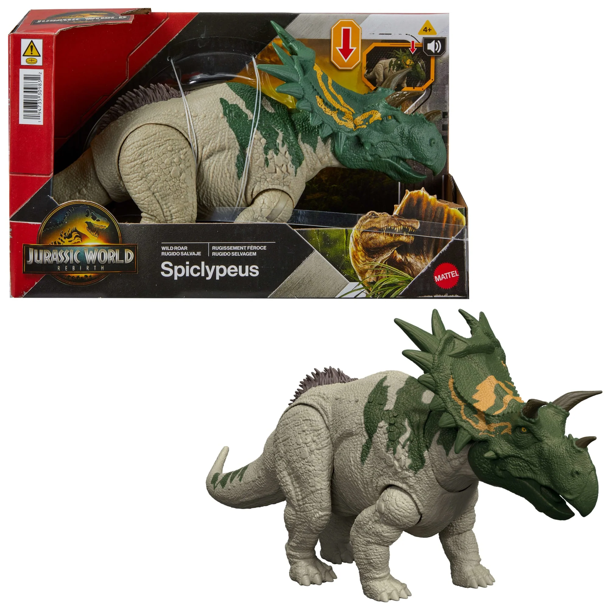 Jurassic World Dinosaurio de Juguete Rebirth Rugido Salvaje Spiclypeus