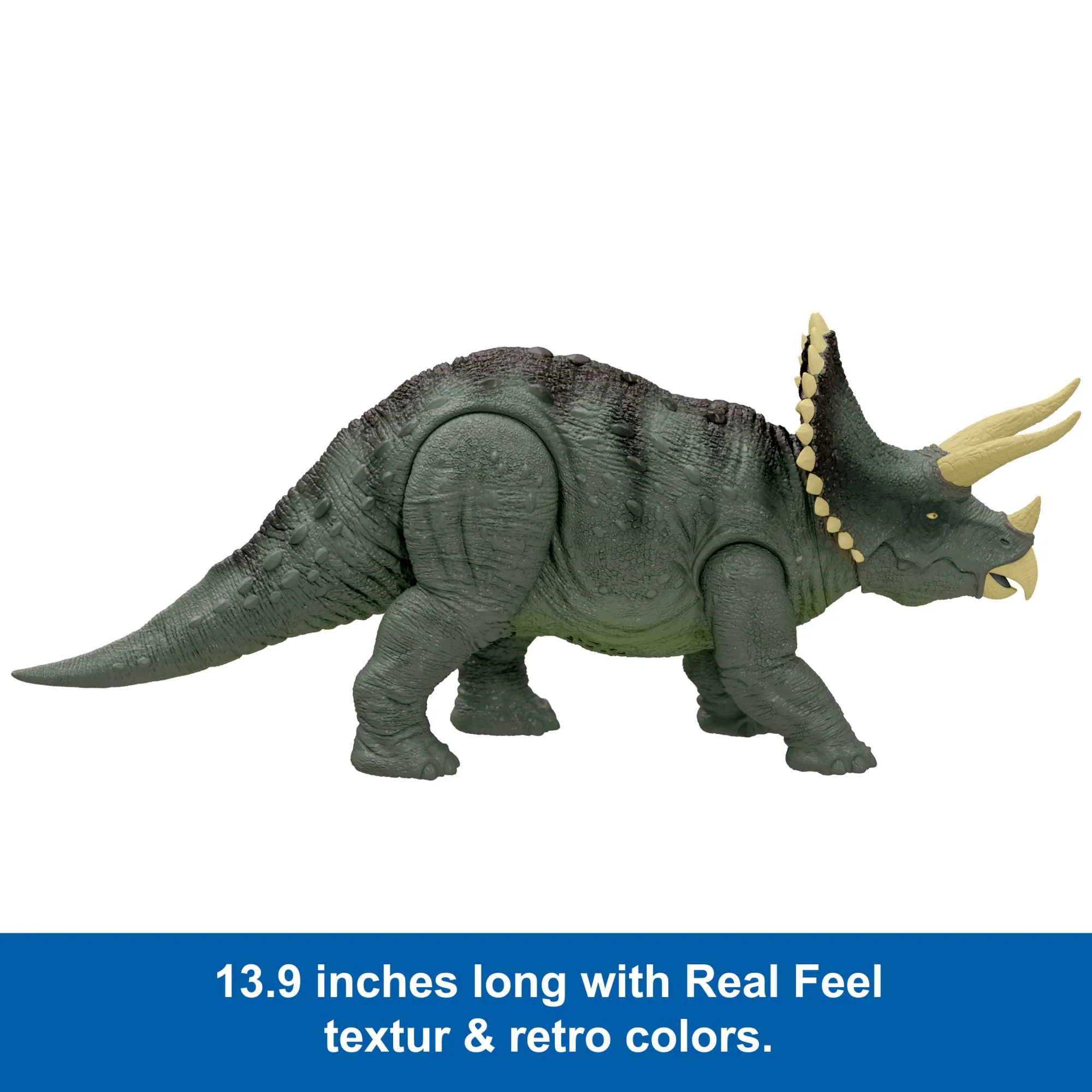 Jurassic World Reimagined Real Feel Triceratops Roaring Dinosaur Figure, 90S Inspired Toy - Image 3