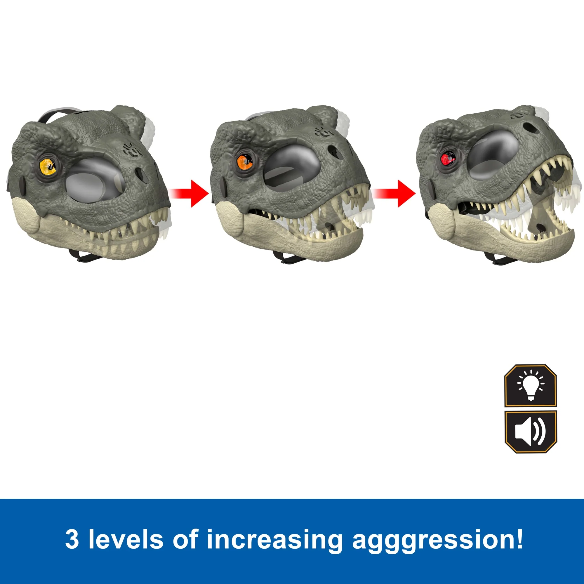 Jurassic World Rebirth T-Rex Rage N Roar Mask With Led Light Up Eyes Feature, 3 Level Effects - Image 3