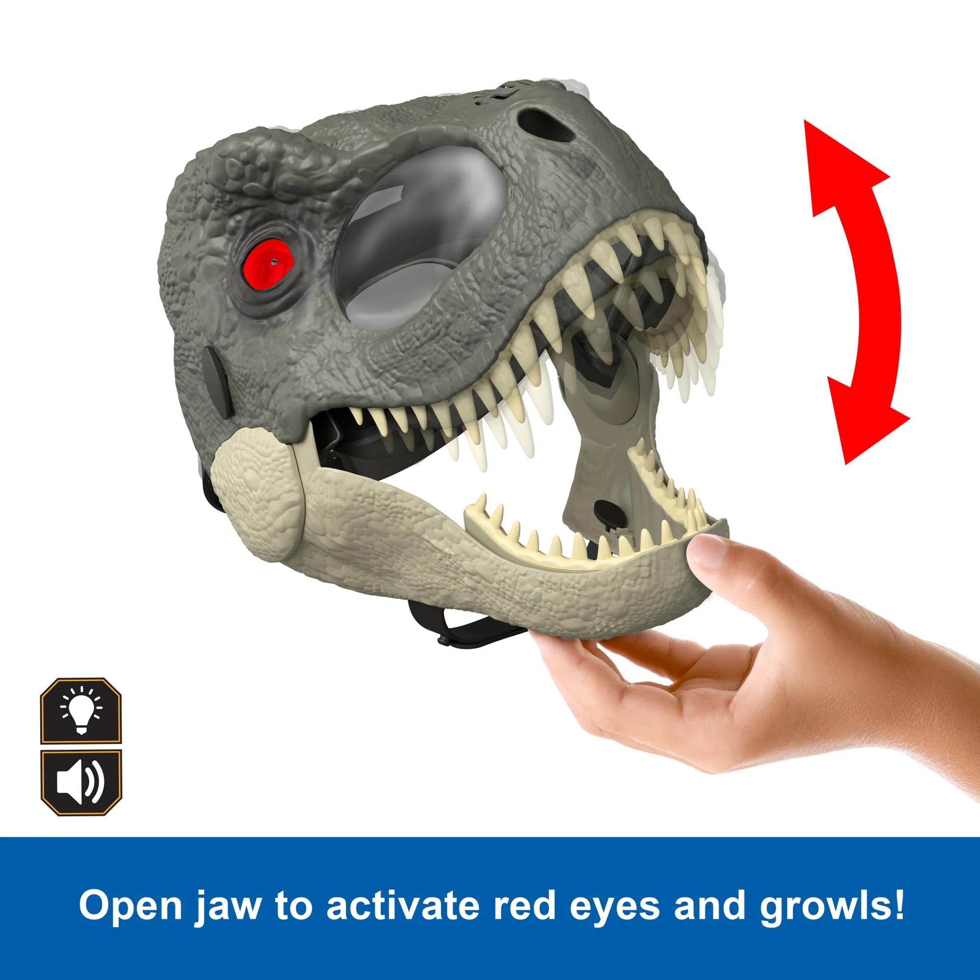 Jurassic World Rebirth T-Rex Rage N Roar Mask With Led Light Up Eyes Feature, 3 Level Effects - Image 4