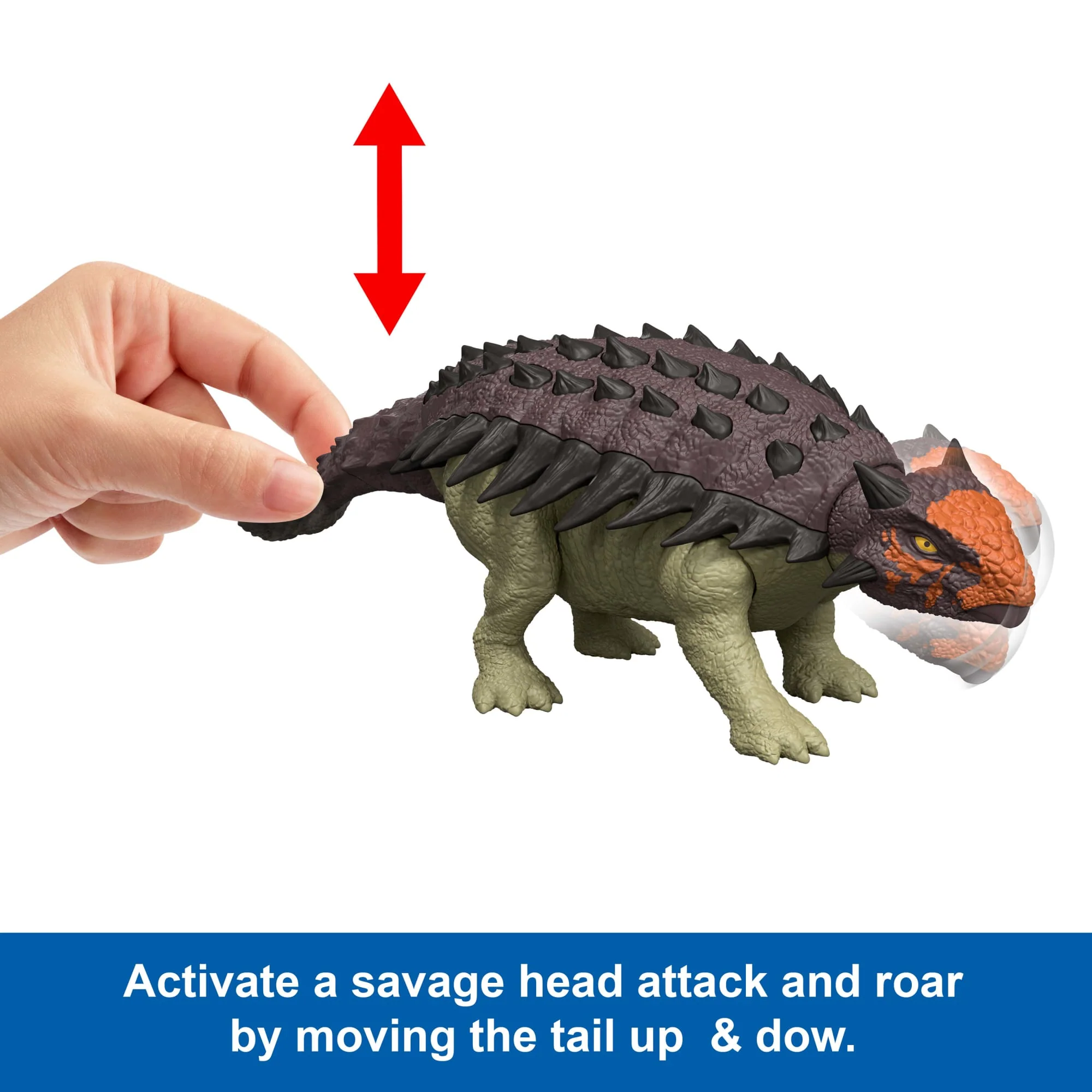 Jurassic World Rebirth Wild Roar Ankylosaurus Dinosaur Toy, Tail Attack Motion & Sound - Image 3