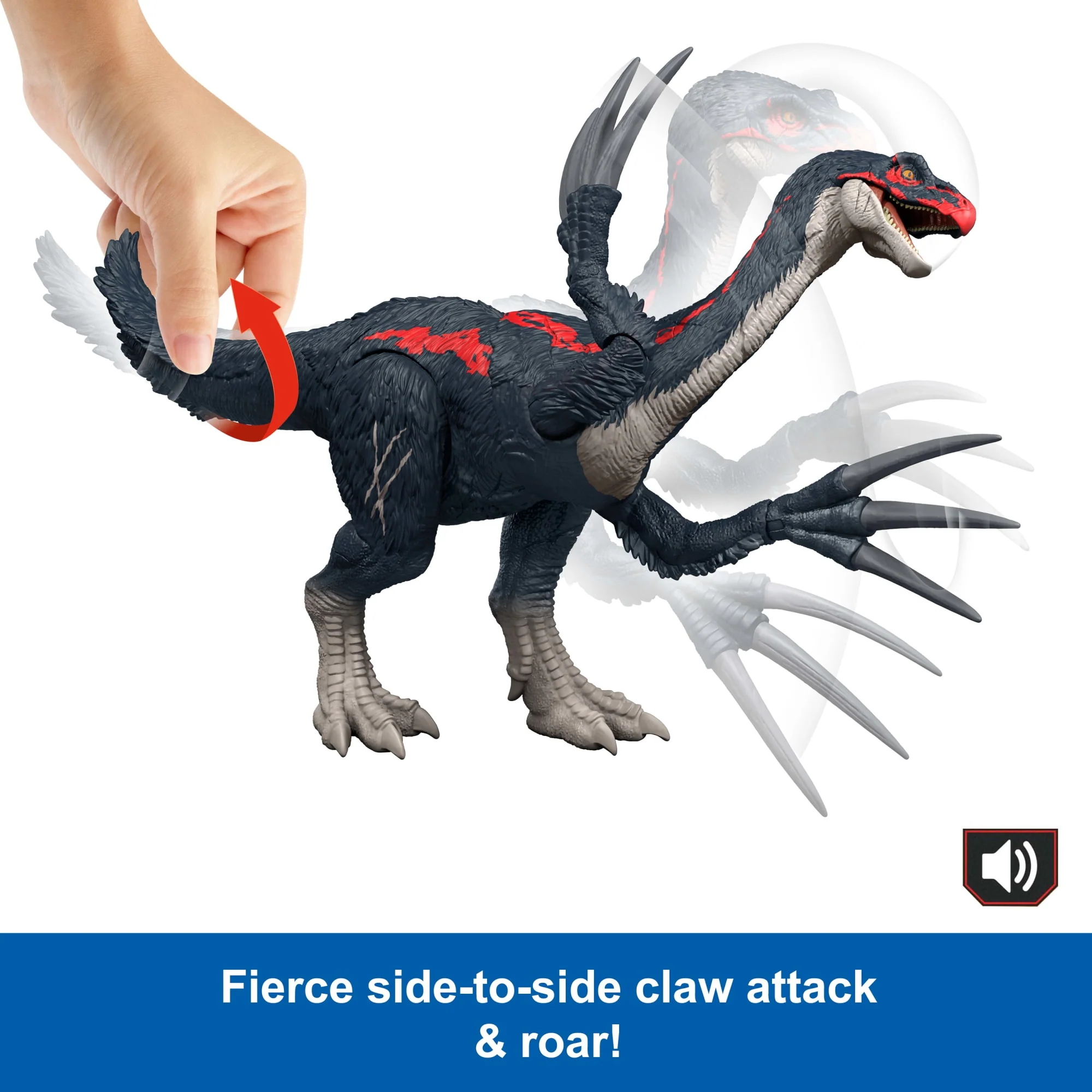 Jurassic World Slash N Roar Therizinosaurus Dinosaur Figure, Attack & Sound Toy, Chaos Theory - Image 4