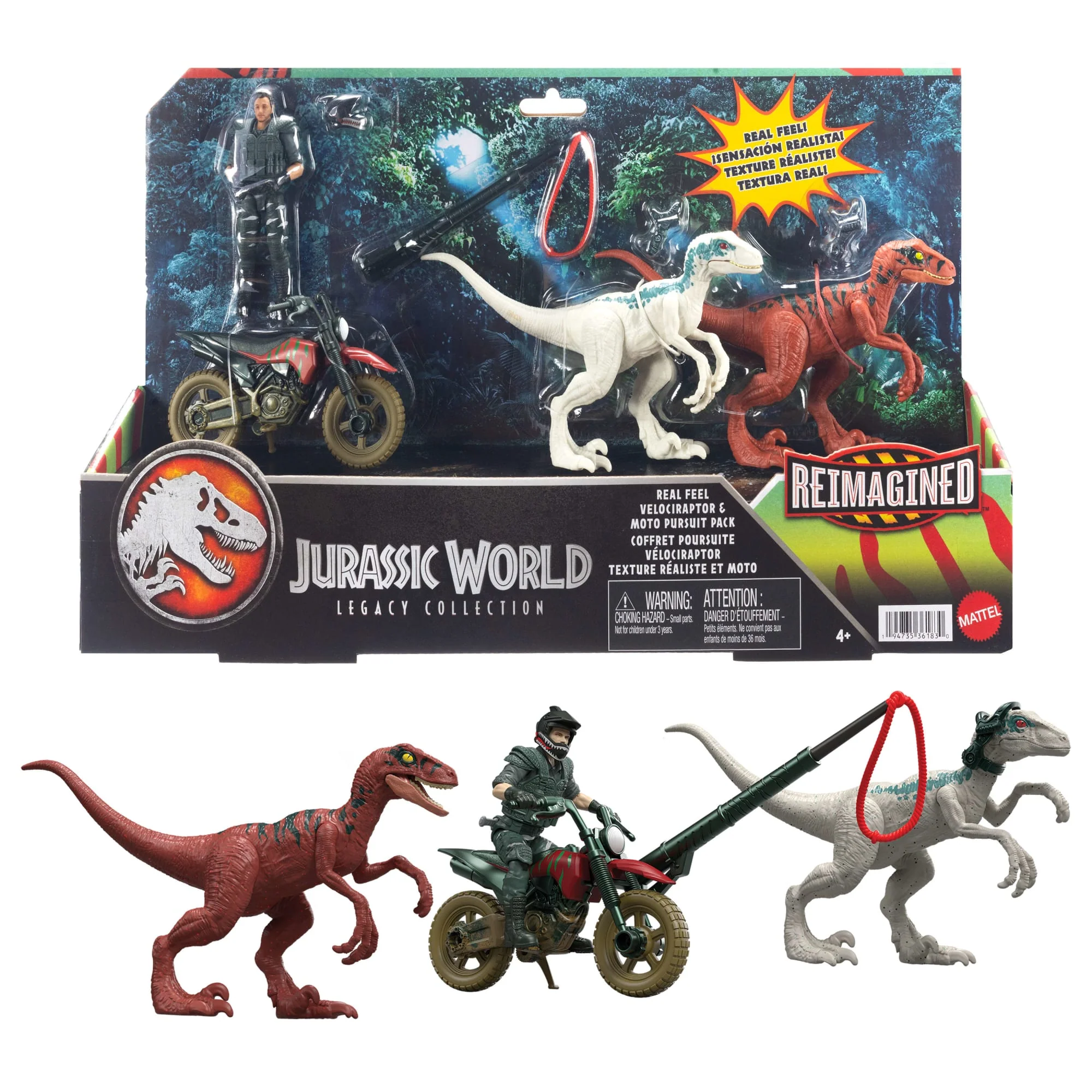 Jurassic World Reimagined Motorcycle, Owen Grady & Raptors & Tools Retro Pack, Fallen Kingdom Toy