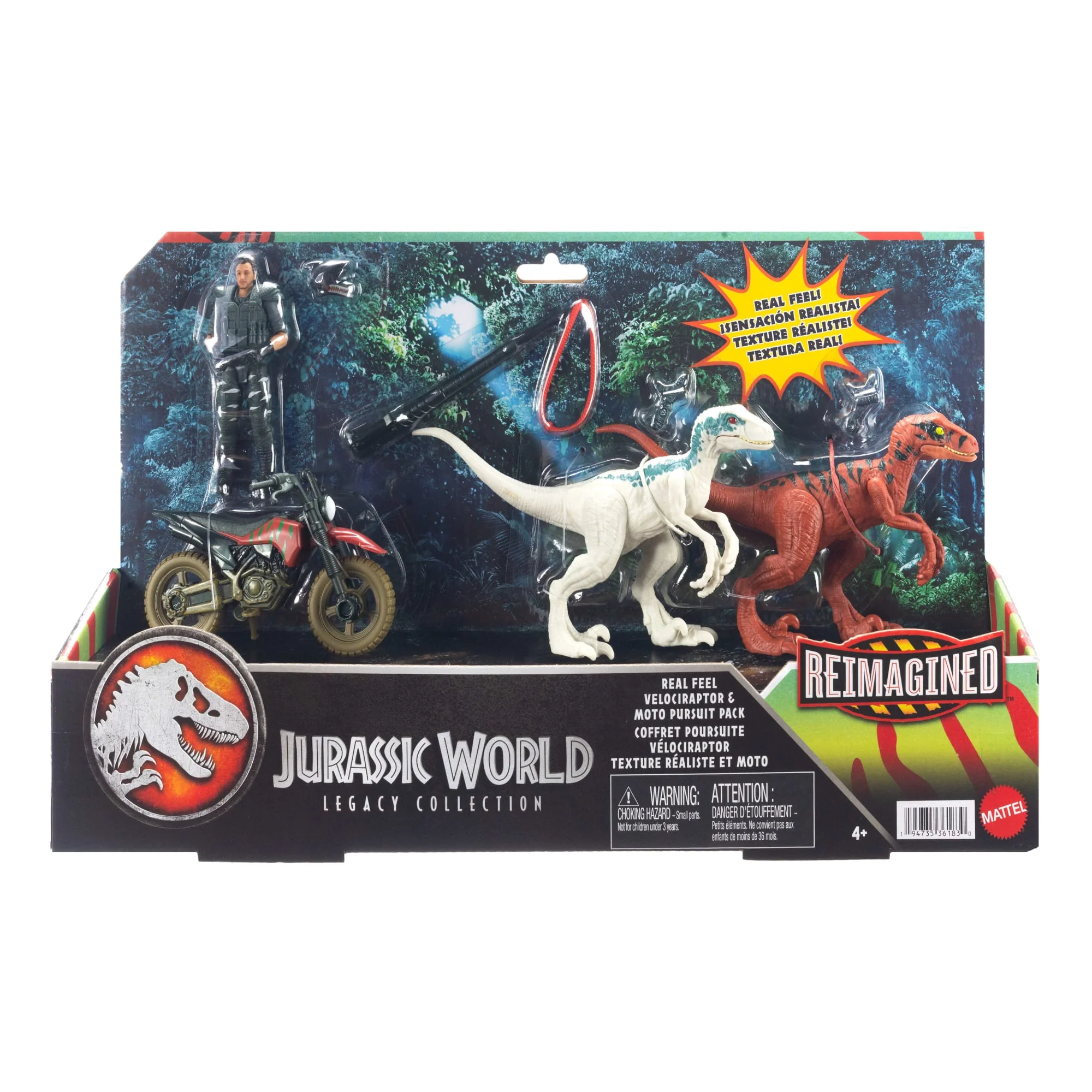 Jurassic World Reimagined Motorcycle, Owen Grady & Raptors & Tools Retro Pack, Fallen Kingdom Toy - Image 6