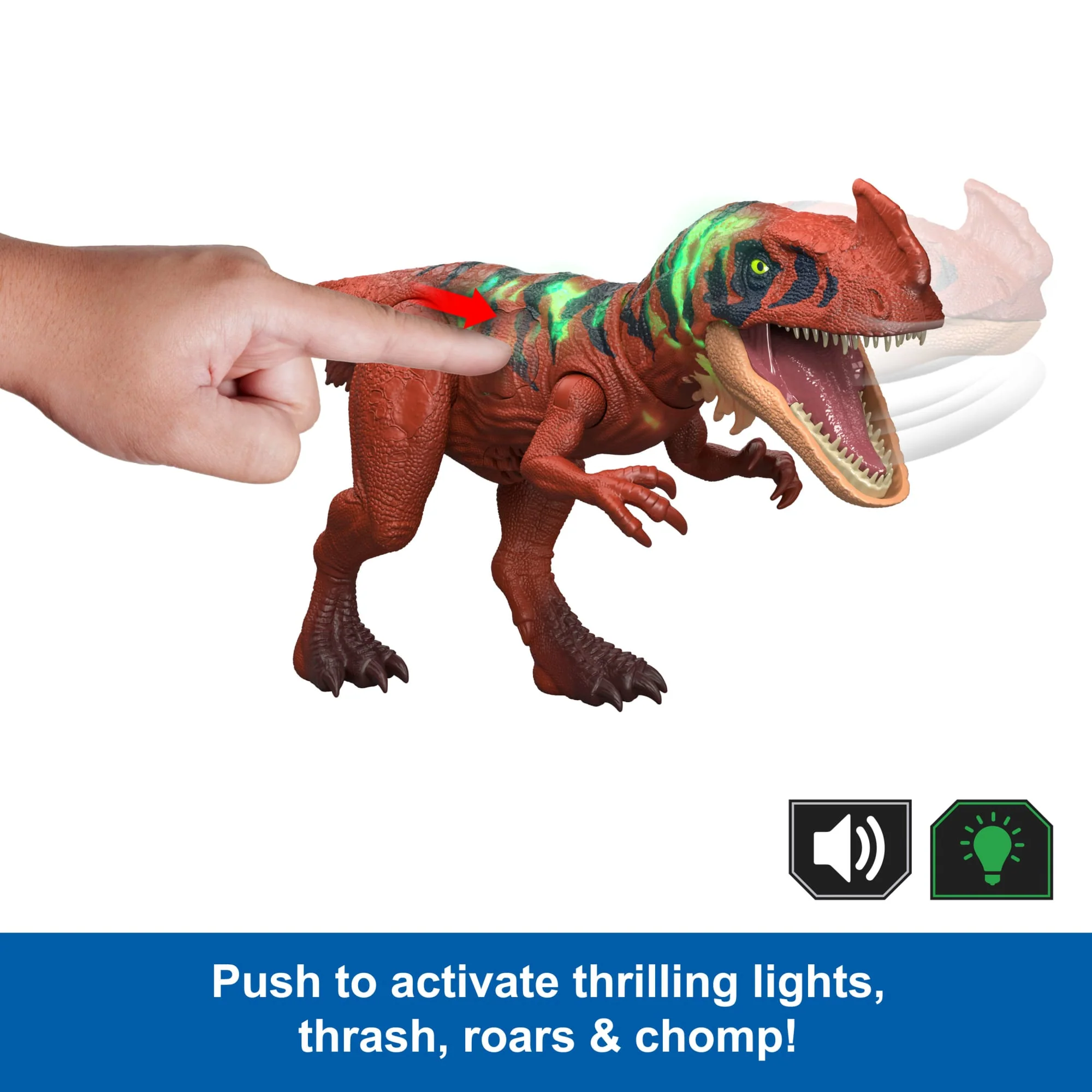 Jurassic World Wild Roar Afrovenator Dinosaur Action Figure Toy, Attack & Light & Sound, Scan Code - Image 3