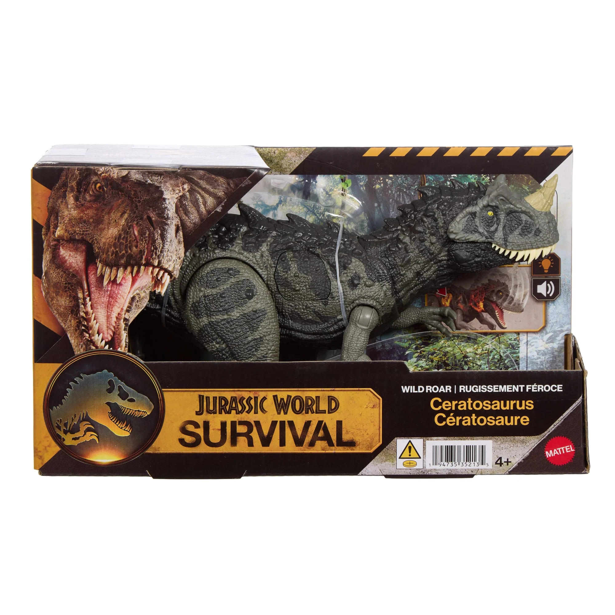 Jurassic World Wild Roar Ceratosaurus Dinosaur Action Figure Toy, Attack, Light & Sound, Scan Code - Image 6