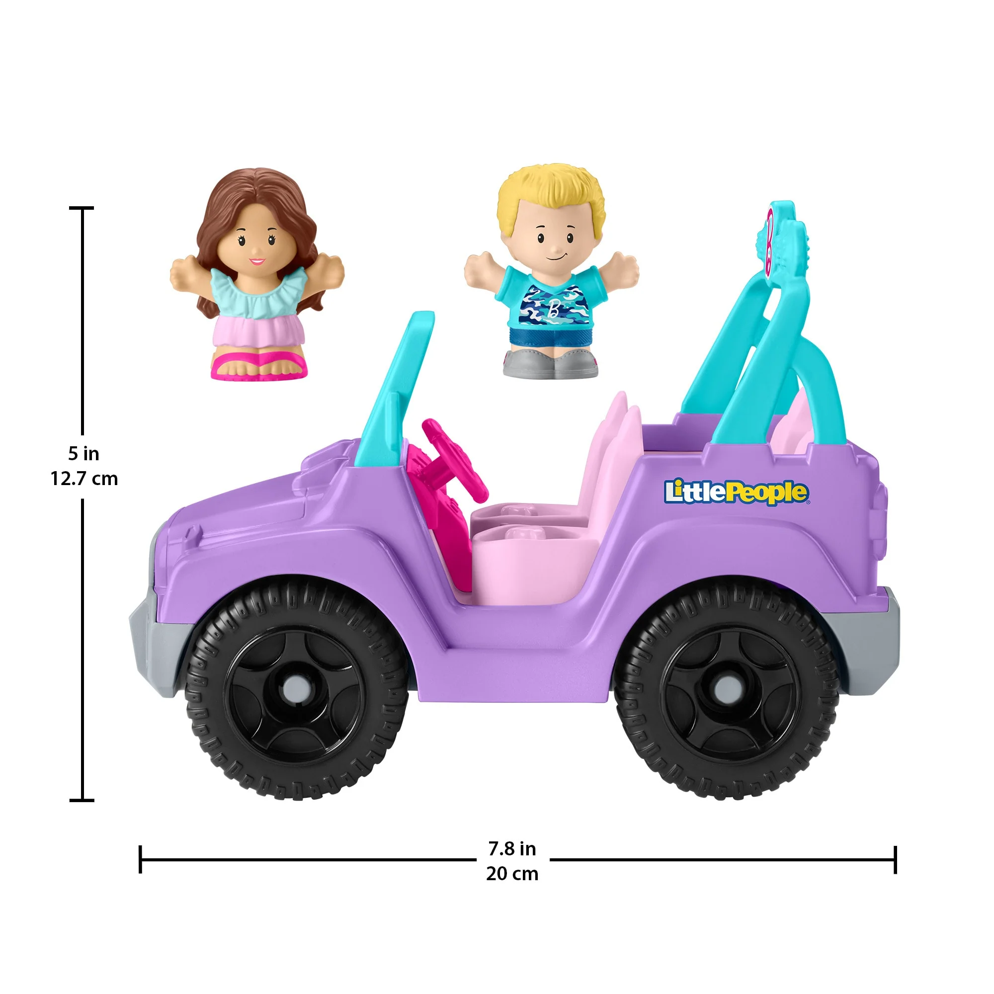 Little People Barbie Toy Car With Music Sounds And 2 Figures, Beach Cruiser, Toddler Toys - Image 5