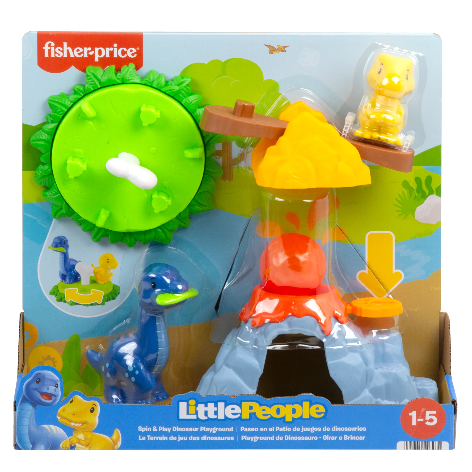 Fisher-Price Little People Spin & Play Dinosaur Playground Toddler Playset, 6 Pieces - Image 6