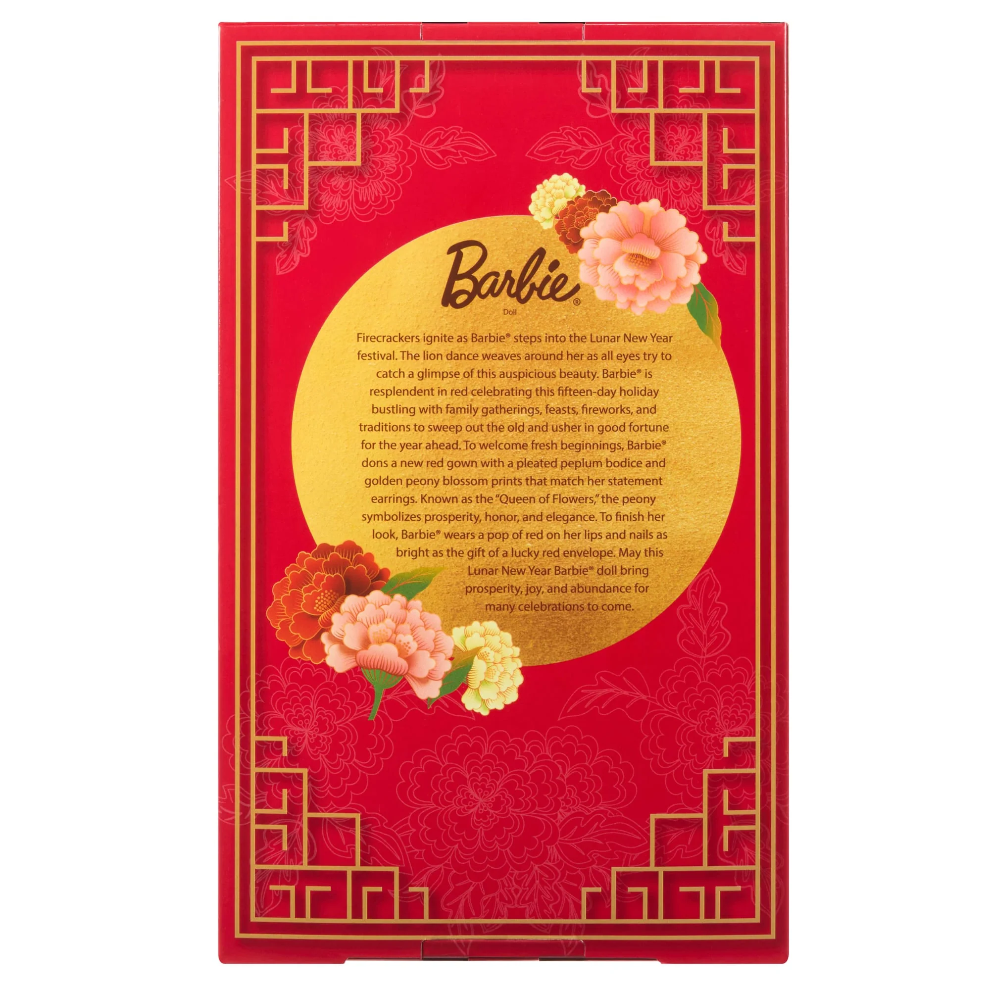 Barbie Signature Lunar New Year Fashion Doll, Red Dress With Golden Peonies, Collectible Holiday Gift - Image 6