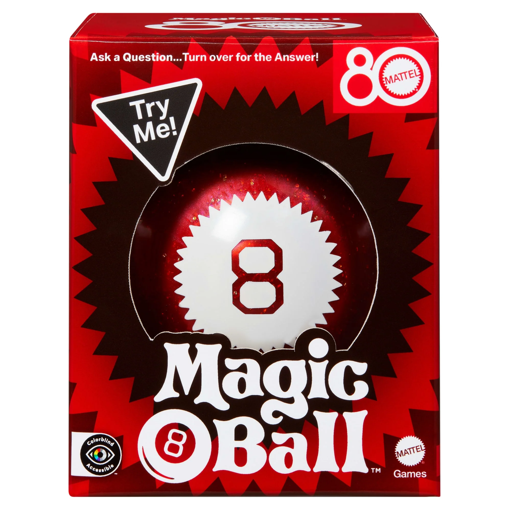 Magic 8 Ball Mattel 80Th Anniversary Edition Novelty Game For Kids & Family Night
