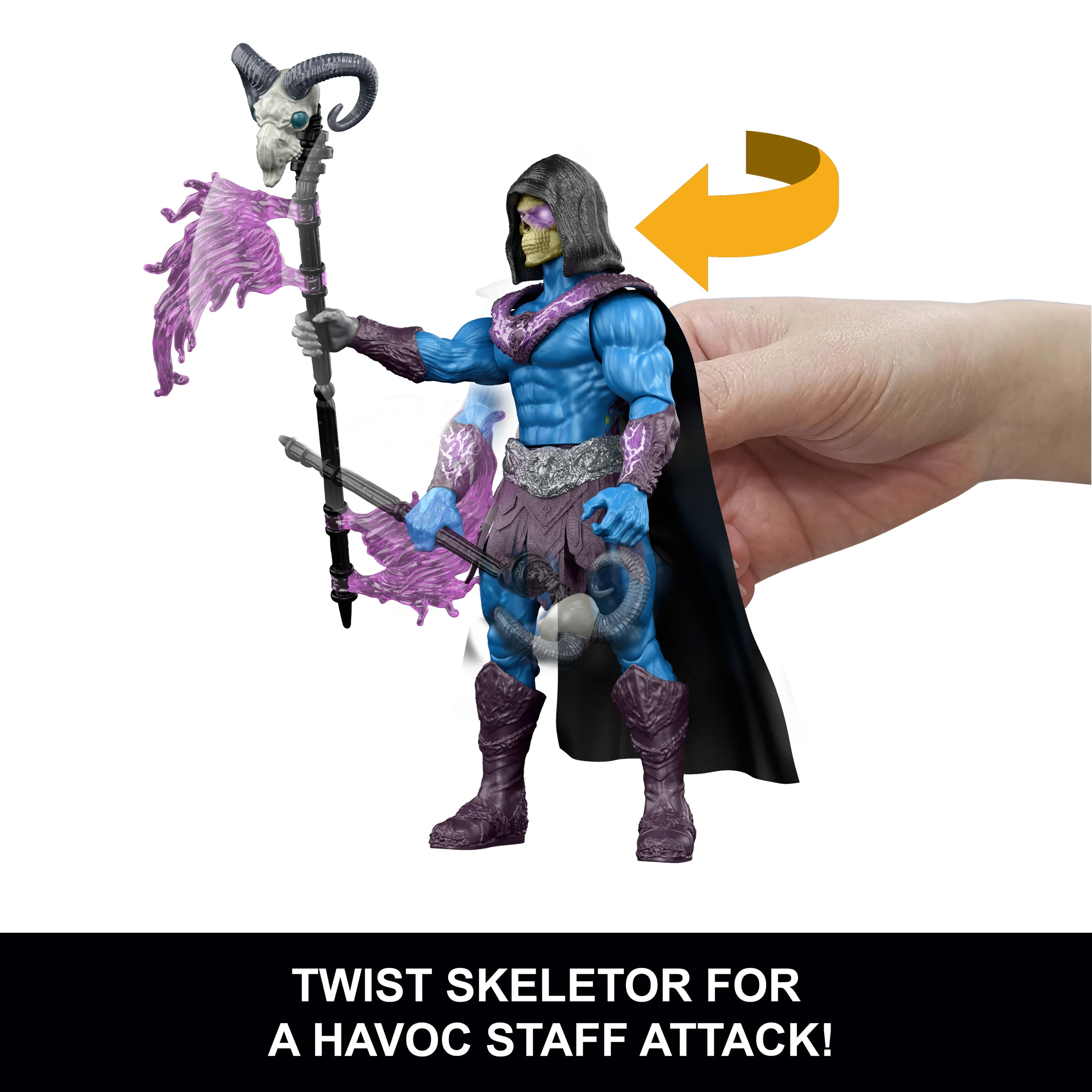 Masters Of The Universe Skeletor Havoc Staff Attack Feature Figure, 5.5 Inch Twist & Release Toy - Image 2