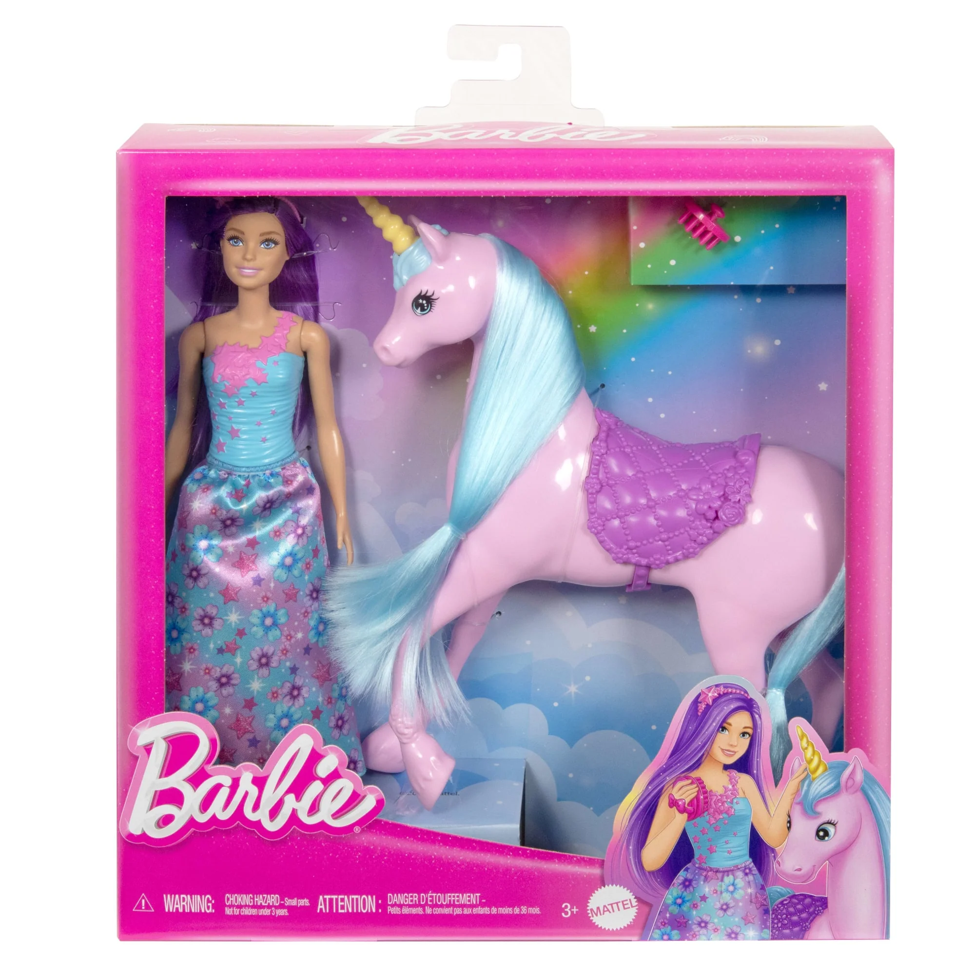 Barbie Fantasy Doll & Unicorn Toy Set - includes Saddle, Brush, & Accessories - Image 6