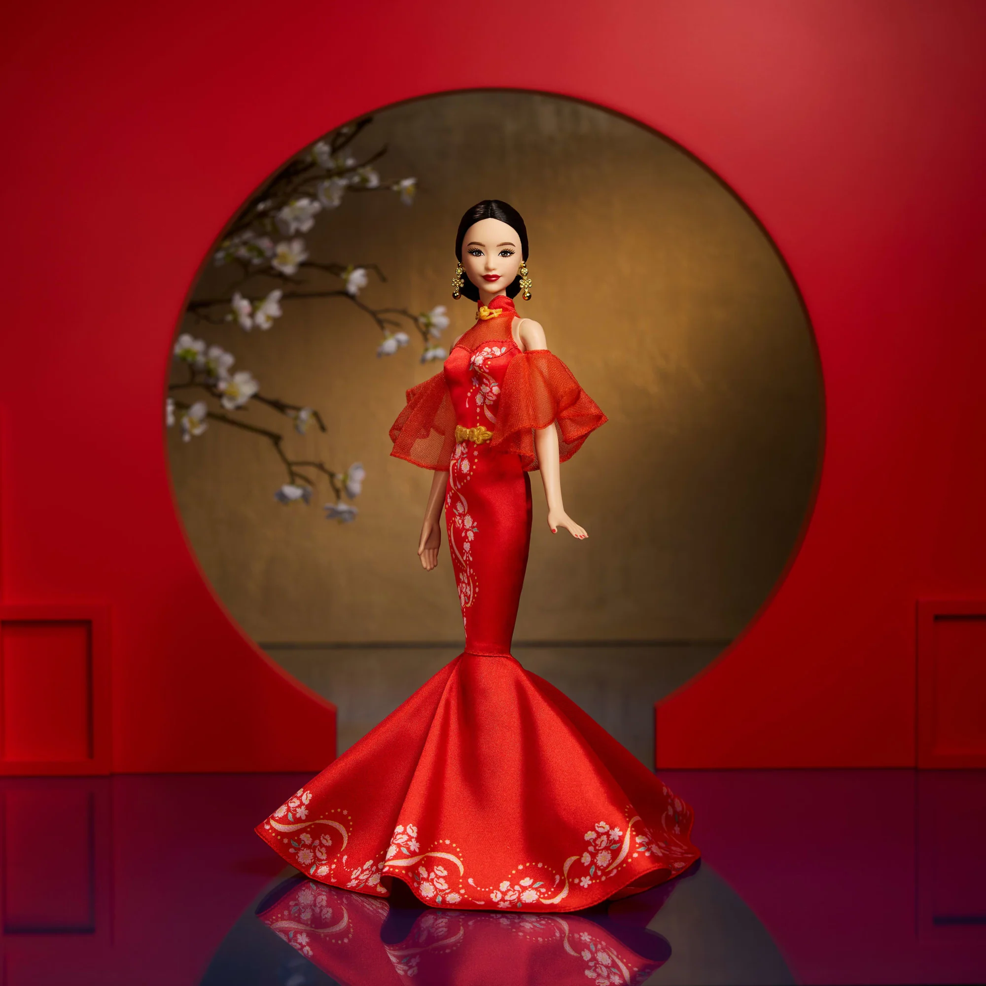 Barbie Signature Lunar New Year Barbie Doll Collectible With Qipao Dress & Golden Accessories - Image 2