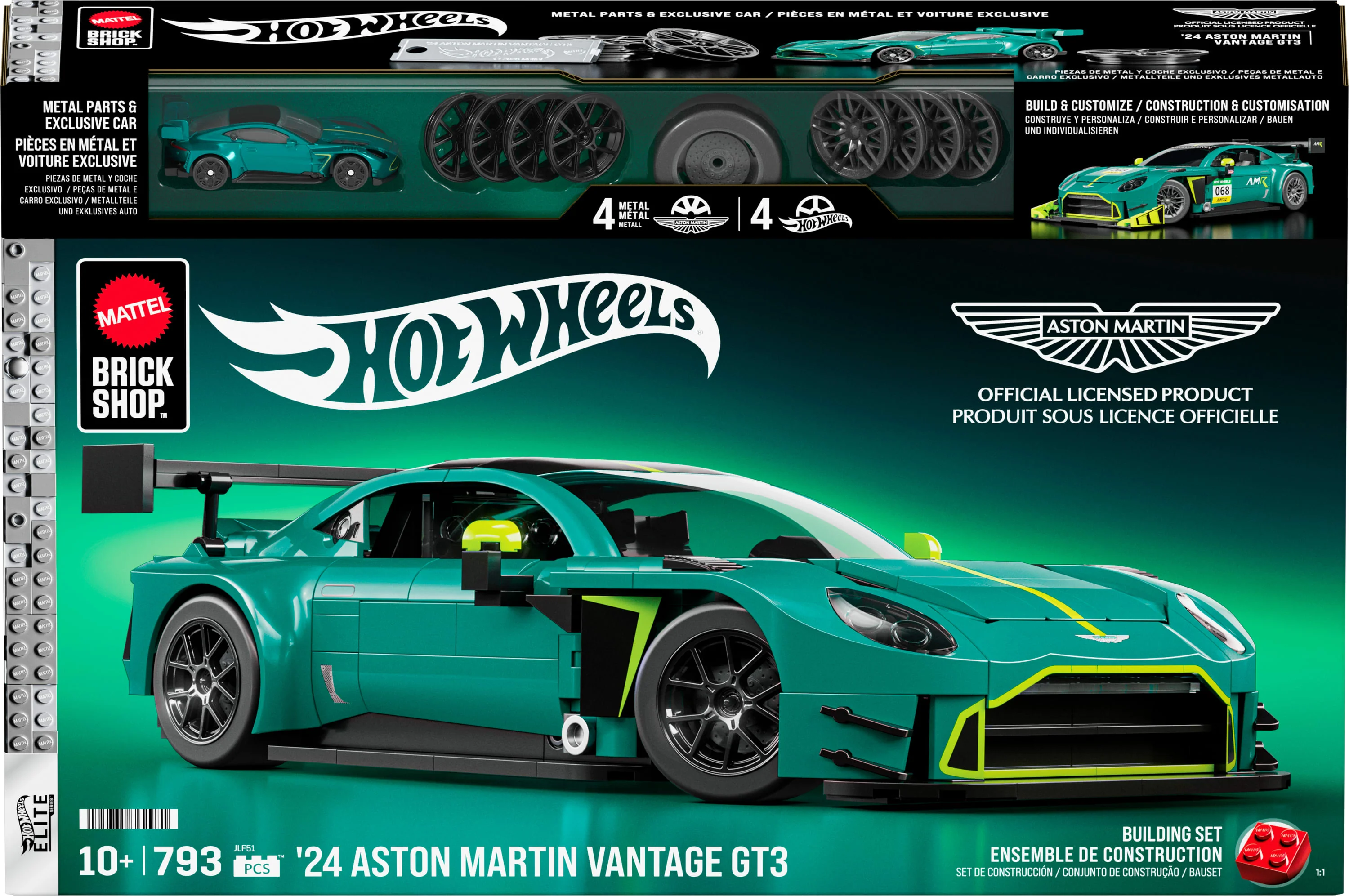 Mattel Brick Shop Hot Wheels ’24 Aston Martin Vantage Gt3 Building Toy Kit (793 Pieces), For Collectors - Image 6