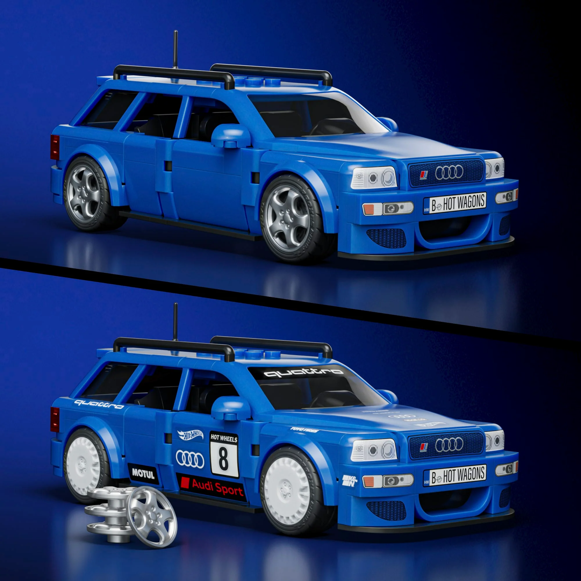 Mattel Brick Shop Hot Wheels Audi Avant RS2 Building Toy Kit (253 Pieces), For Collectors - Image 3
