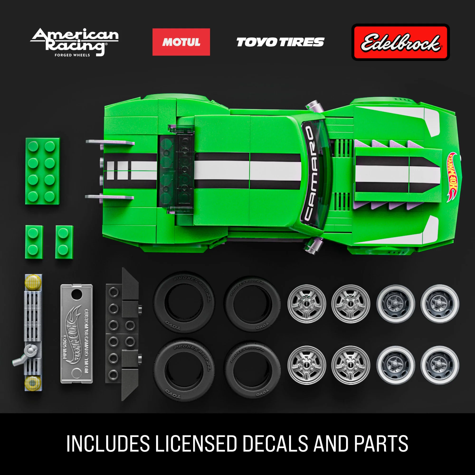 Mattel Brick Shop Hot Wheels Custom ’68 Camaro Building Toy Kit (289 Pieces), For Collectors - Image 4