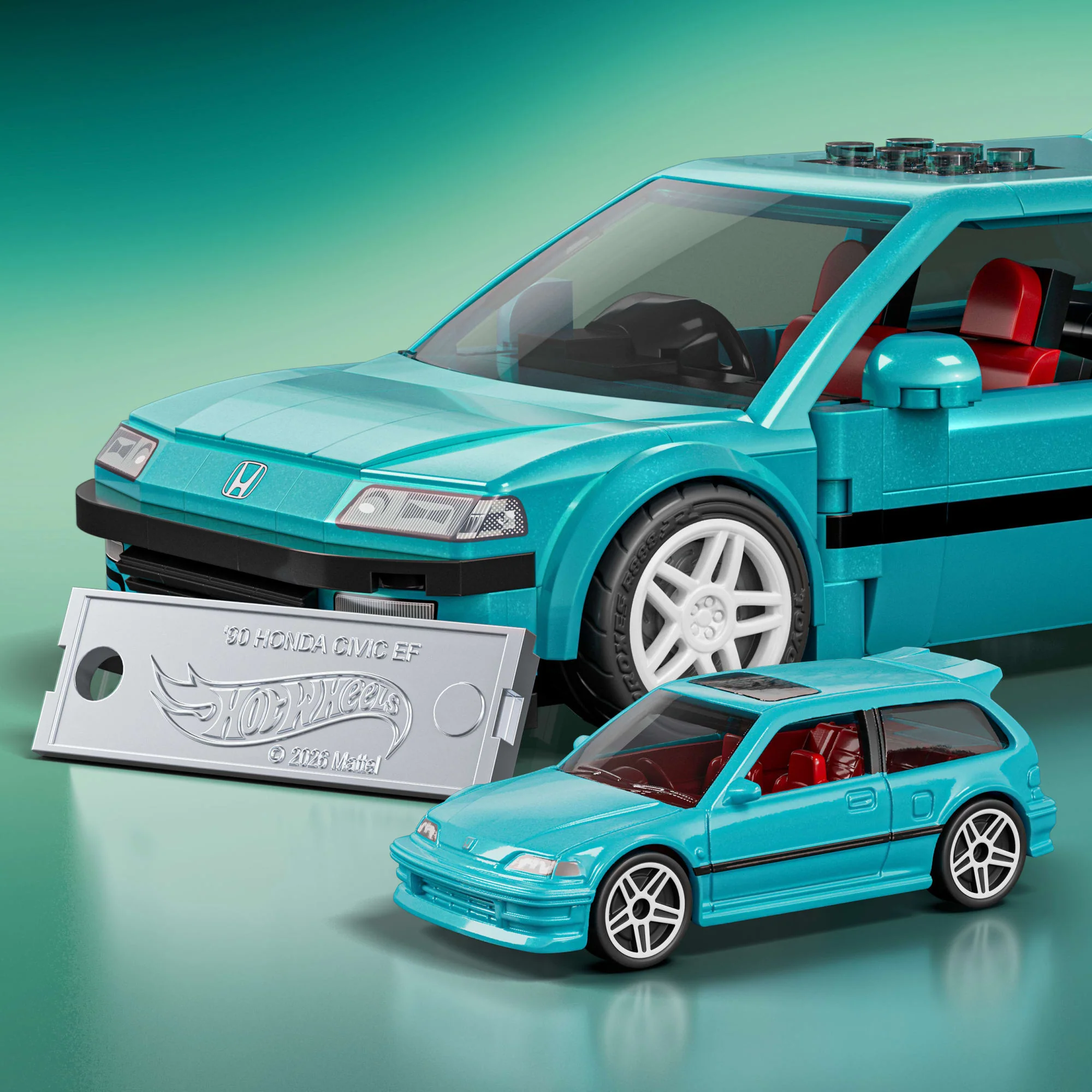 Mattel Brick Shop Hot Wheels Jogo de Construção Speed Custom '90 Honda Civic EF - Image 5