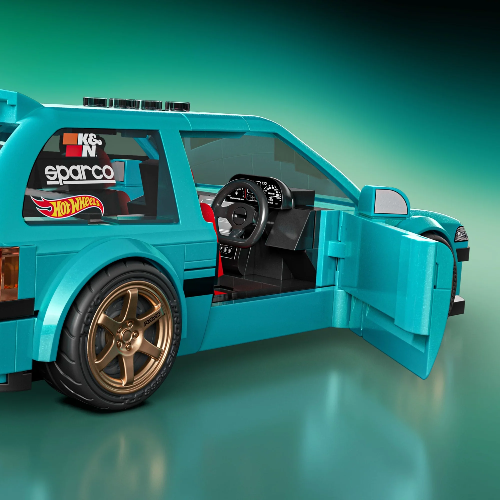 Mattel Brick Shop Hot Wheels Jogo de Construção Speed Custom '90 Honda Civic EF - Image 6