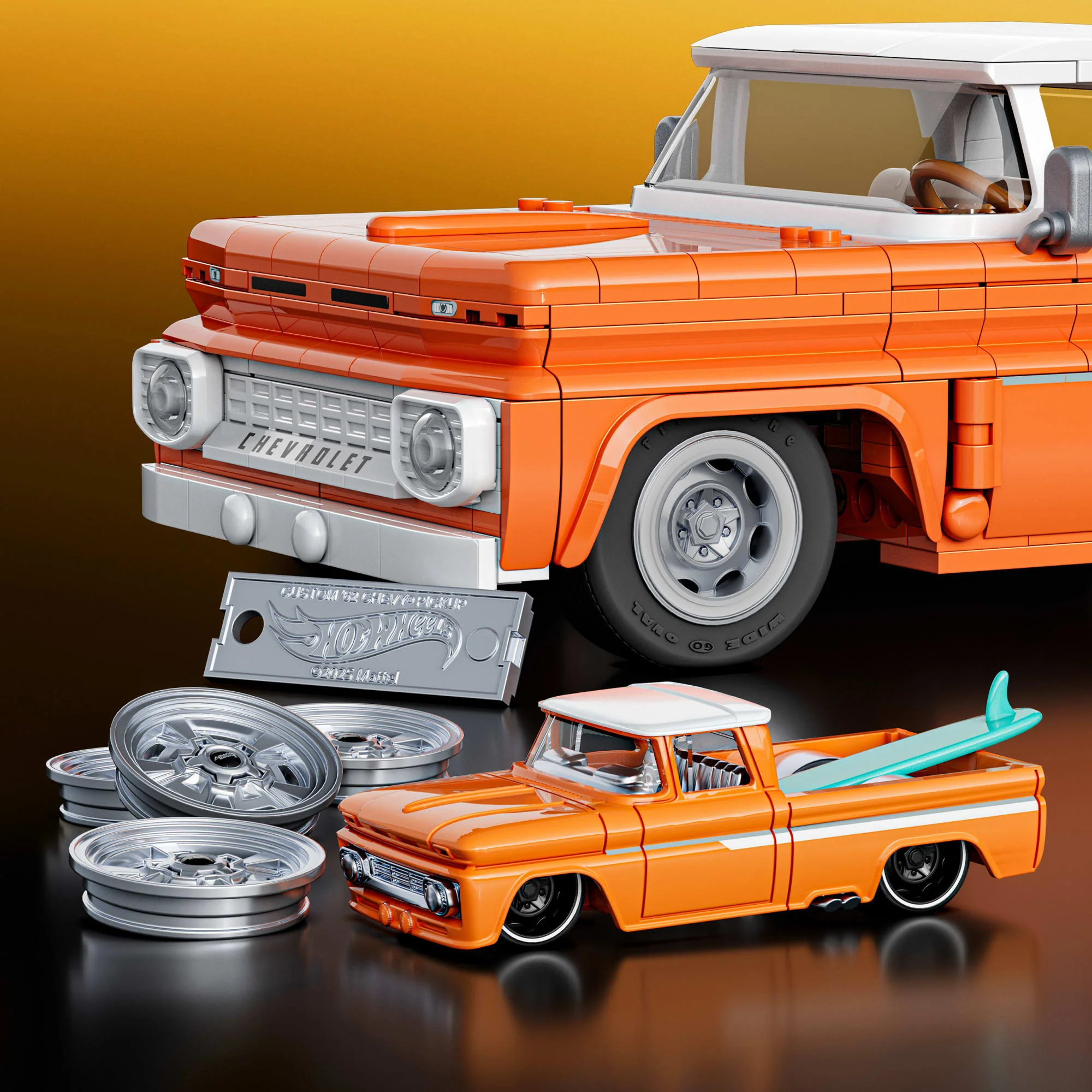 Mattel Brick Shop Hot Wheels Juguete de Construcción Elite Camioneta Custom 62 Chevy - Image 5