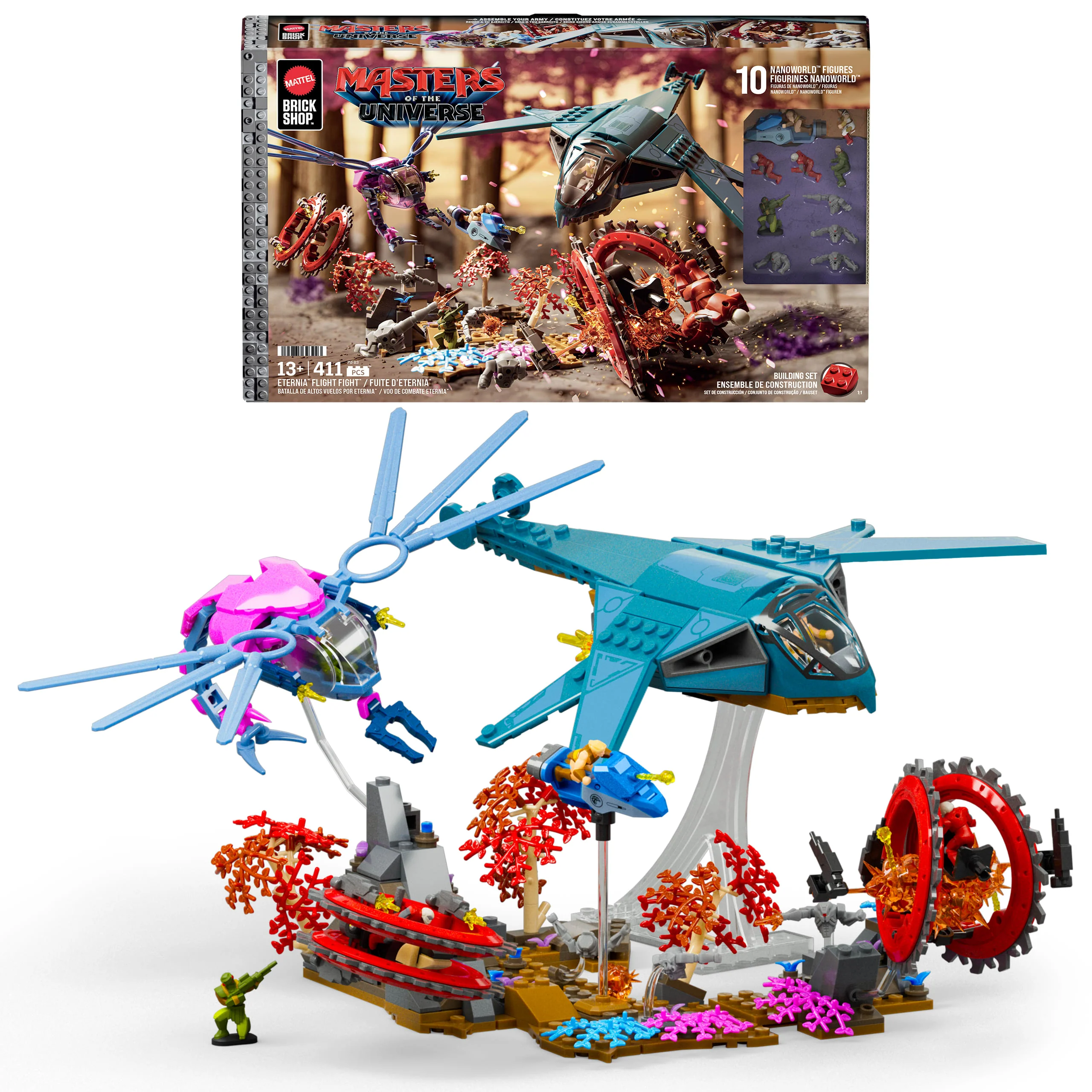 Mattel Brick Shop Masters Of The Universe Eternia Flight Fight Building Toy Kit (411 Pieces), For Collectors