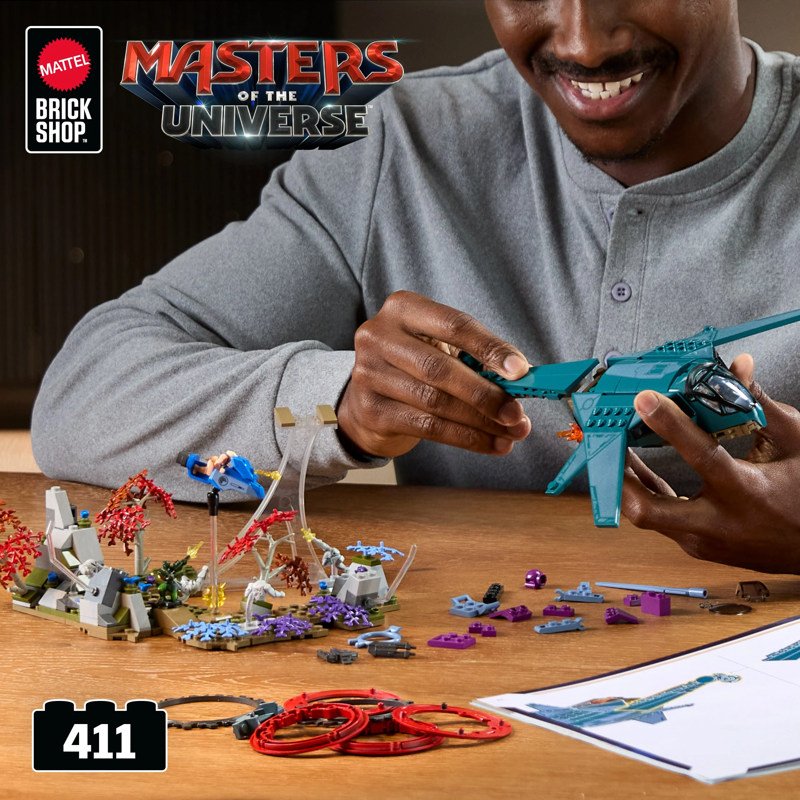 Mattel Brick Shop Masters Of The Universe Eternia Flight Fight Building Toy Kit (411 Pieces), For Collectors - Image 2