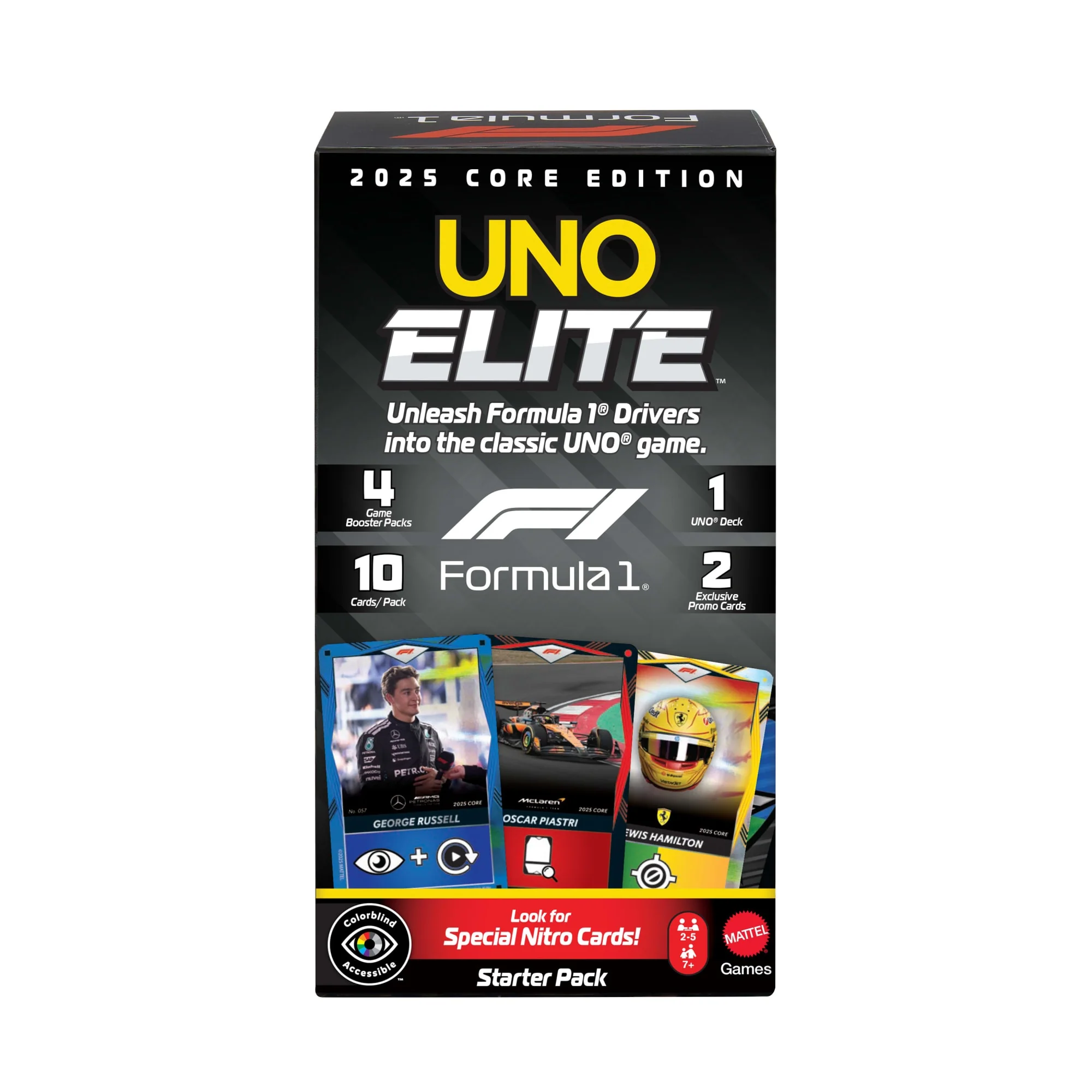 Mattel Games-Uno Élite Formule 1 Édition Standard 2025-Avec 4 Boosters